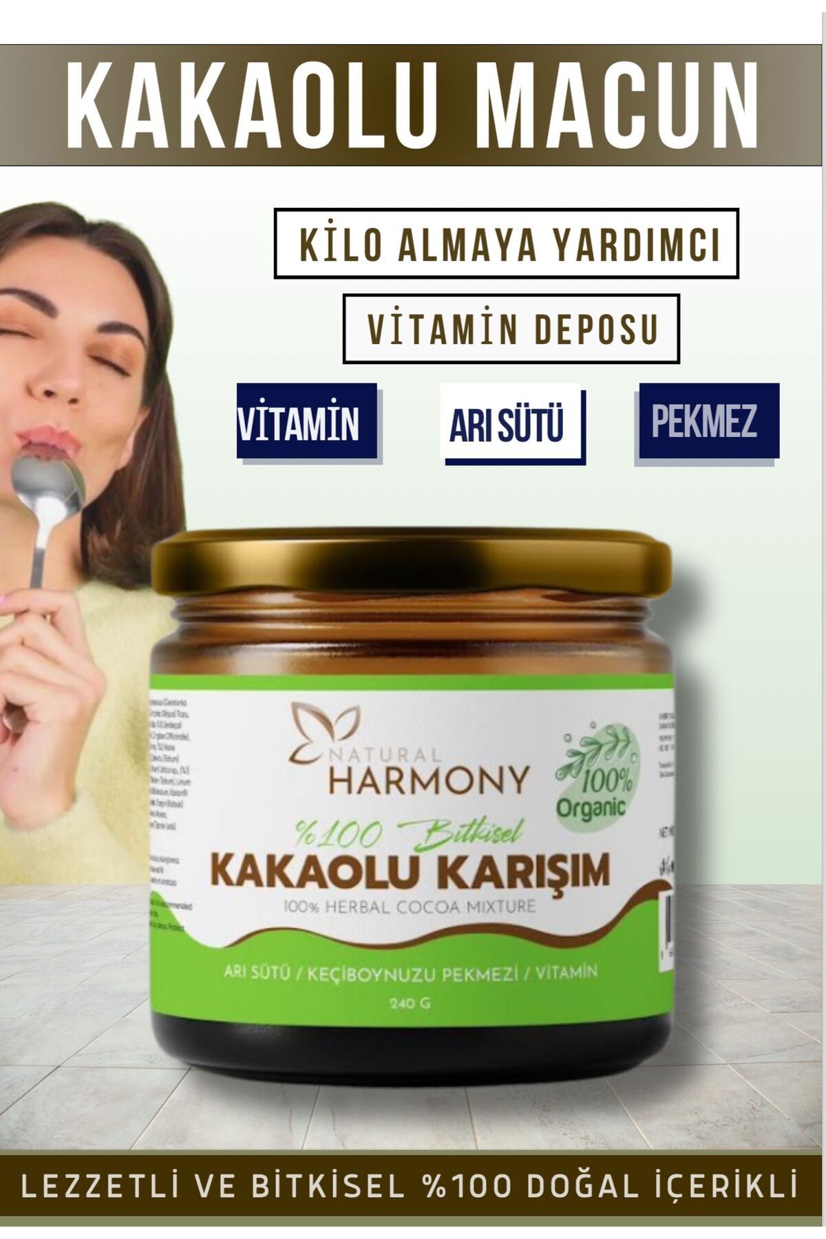 Natural Harmony Kilo-aldırıcı- Iştah Açıcı Kakaolu,pekmez,arı Sütü Bal Ve Vitamin Kilo Alma Macun