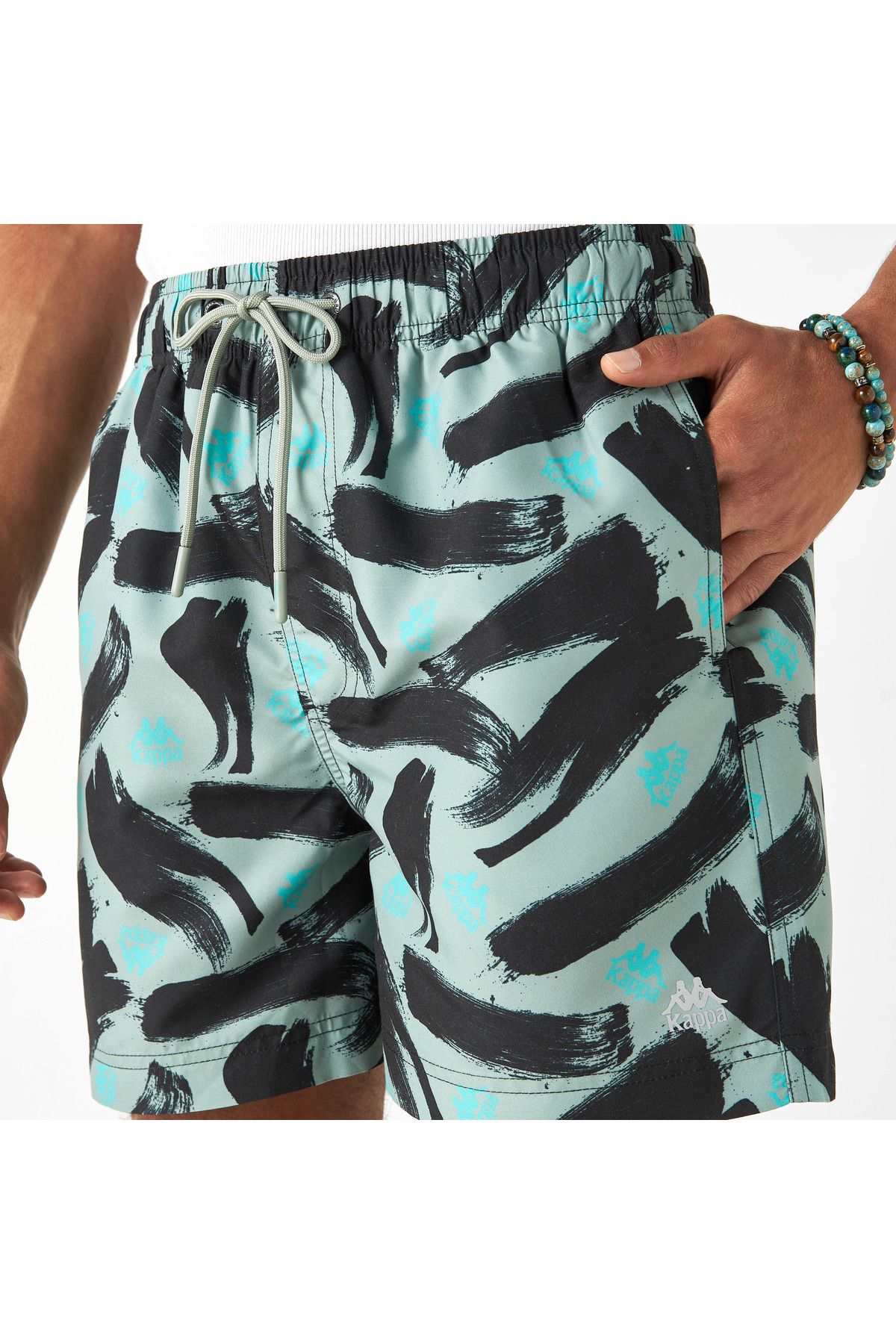 Kappa-All-over Tropical Print Swim Shorts With Pockets And Drawstring Closure 4