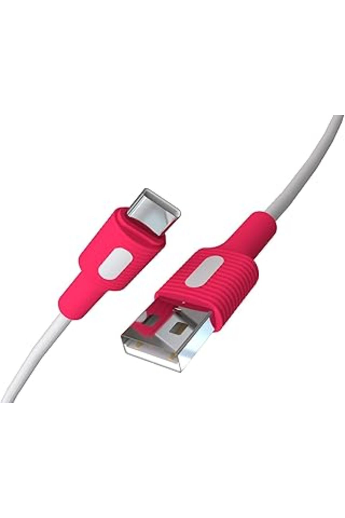 Epatim Remorax Coral Usb A-C Hızlı Şarj Kablosu, Beyaz Kablo, Beyaz/Pembe Uçlar (120 Cm)