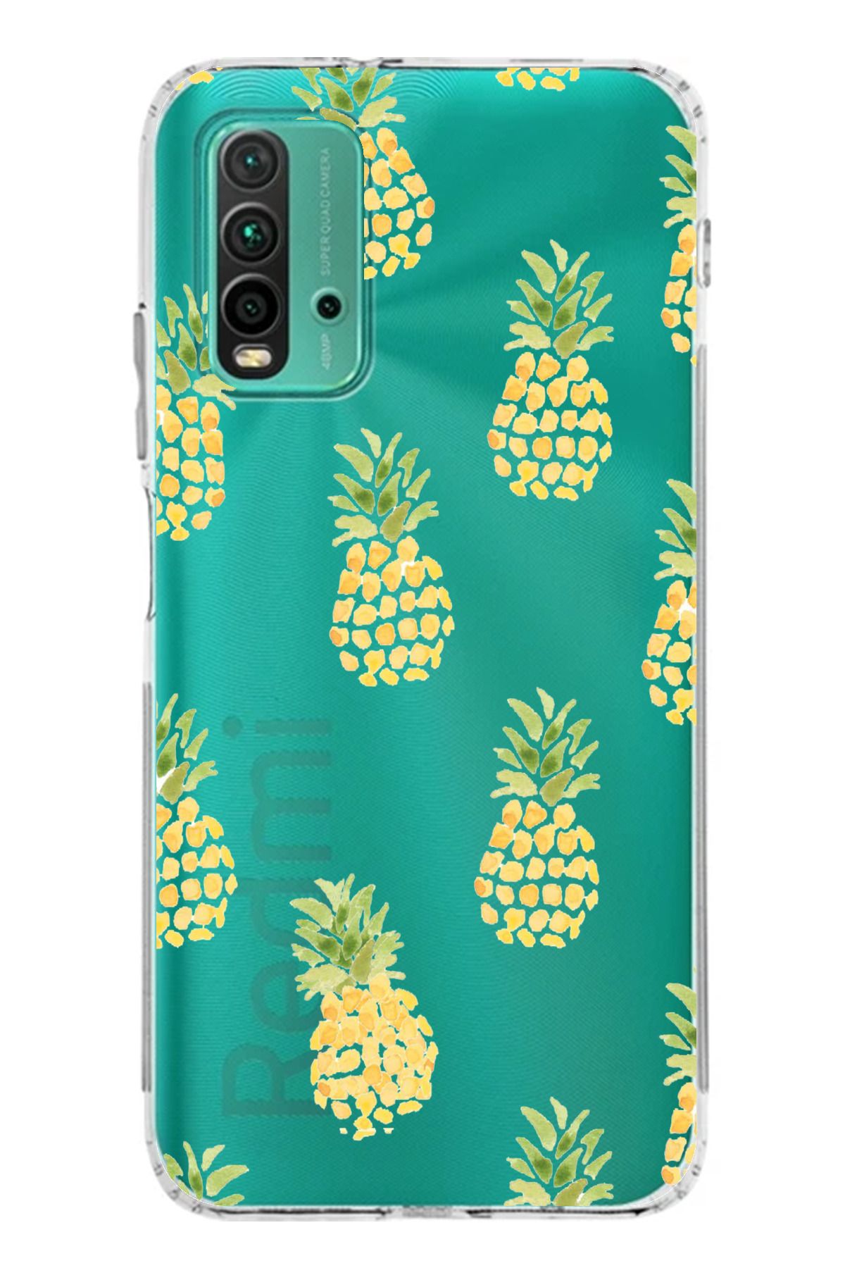 TechTree Redmi 9T Uyumlu Ananas Tasarımlı Şeffaf Silikon Kılıf