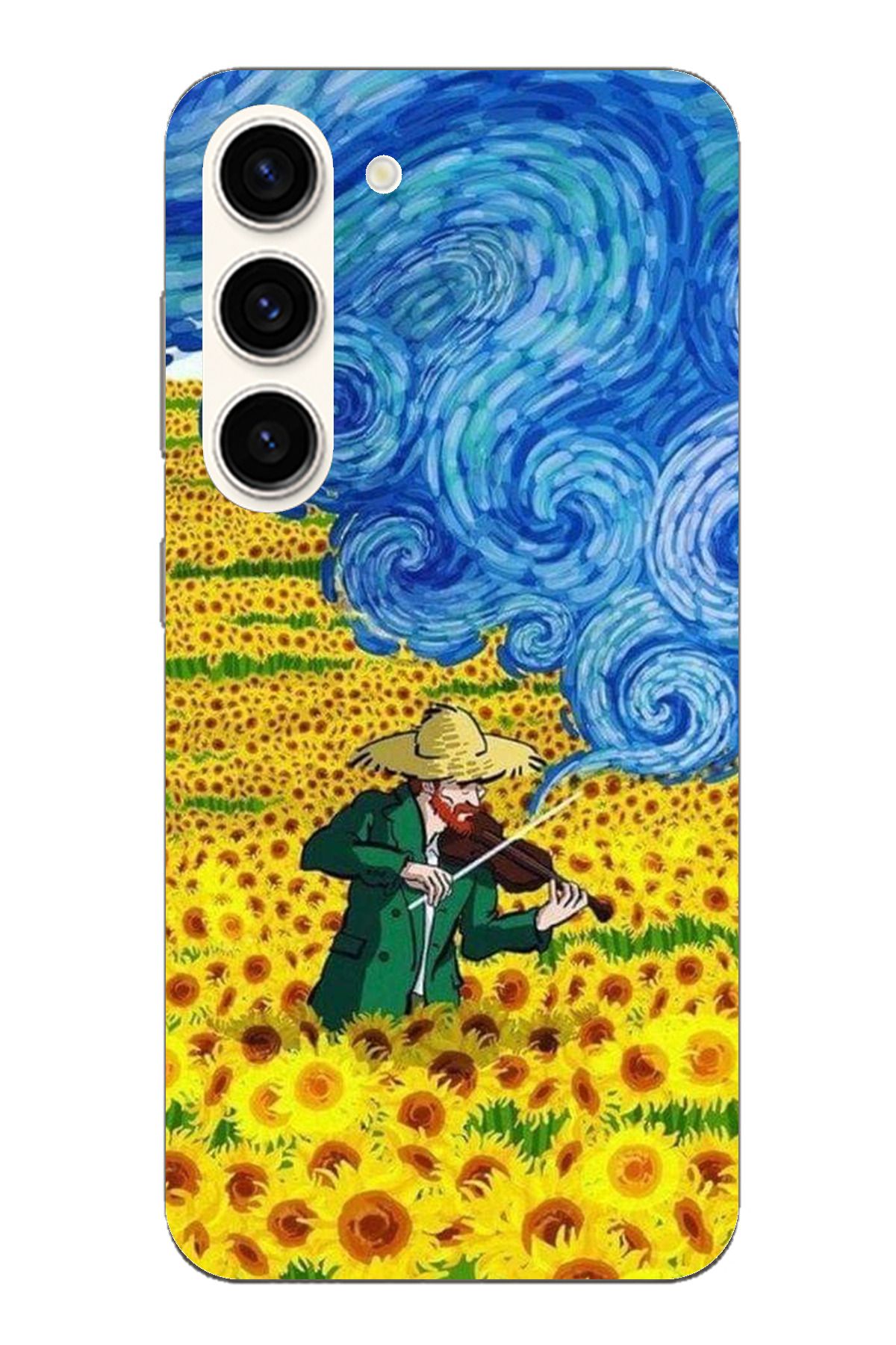 TechTree SAMSUNG S23 Uyumlu Van Gogh Keman Şeffaf Silikon Kılıf