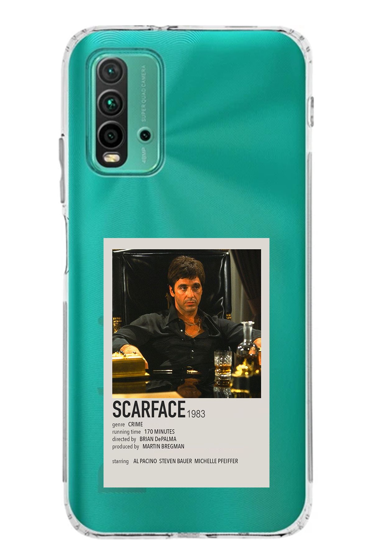 TechTree Redmi 9T Uyumlu Scarface Mini Poster Tasarımlı Şeffaf Silikon Kılıf