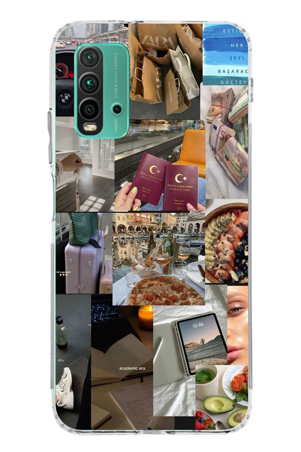 TechTree Redmi 9T Uyumlu Yeni Vision Board Hayal Panosu Tasarımlı Şeffaf Silikon Kılıf