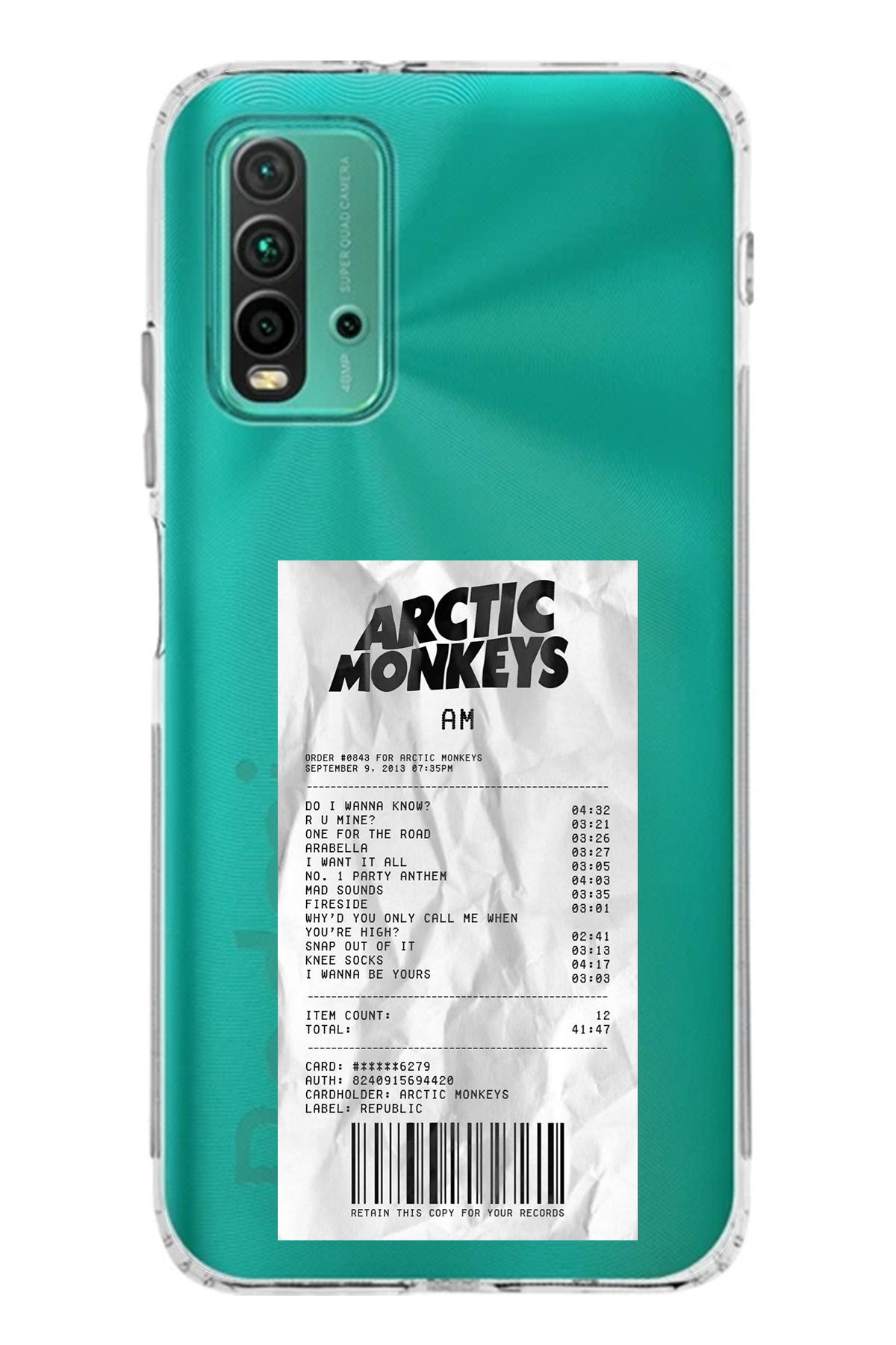 TechTree Redmi 9T Uyumlu Arctic Monkeys Tasarımlı Şeffaf Silikon Kılıf