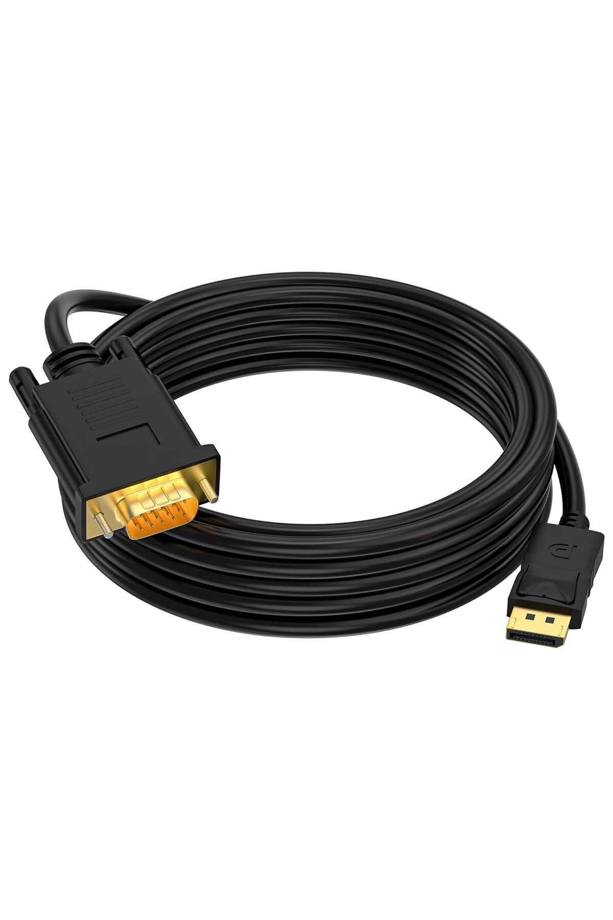 Derwell DisplayPort to VGA Adapter DP to VGA Cable Male to Male Gold-Plated Computer Laptop Monitor Kablosu