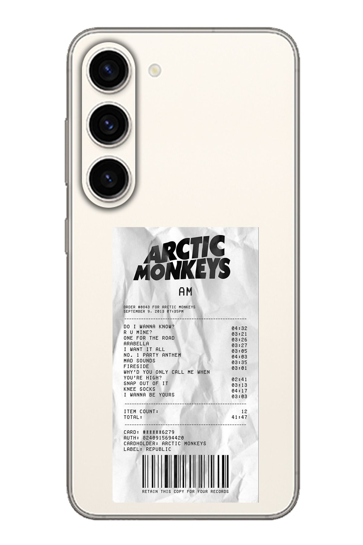 TechTree SAMSUNG S23 Uyumlu Arctic Monkeys Tasarımlı Şeffaf Silikon Kılıf