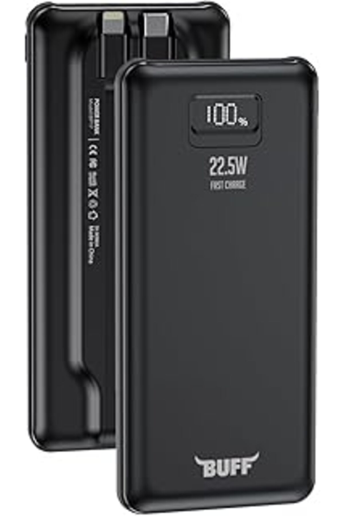 ShopZum Buff Labs Bp17 22.5W 10.000Mah Lcd Ekran Dahili Kablolu Taşınabilir Powerbank (Siyah)