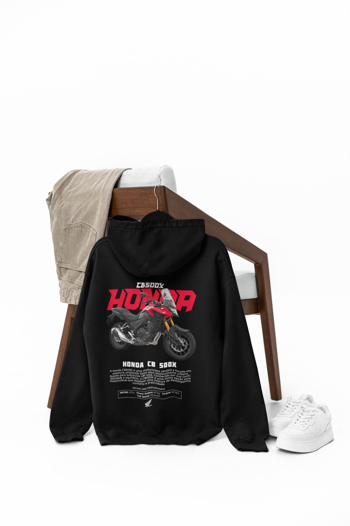 SVART WEAR Honda CB500x  Tasarım Baskılı Premium Hoodie Kapuşonlu Oversize Siyah Sweatshirt