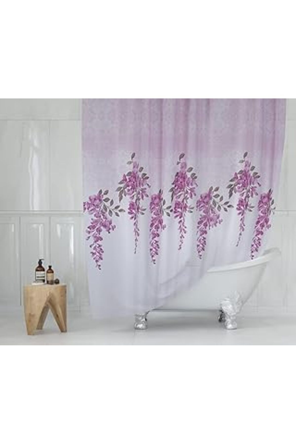 MAGNESİA Tropikhome Lila Banyo Perdesi - 180X200 Cm Duş Perdesi Polyester Kumaş Su Geçirmez Banyo Perdeleri,