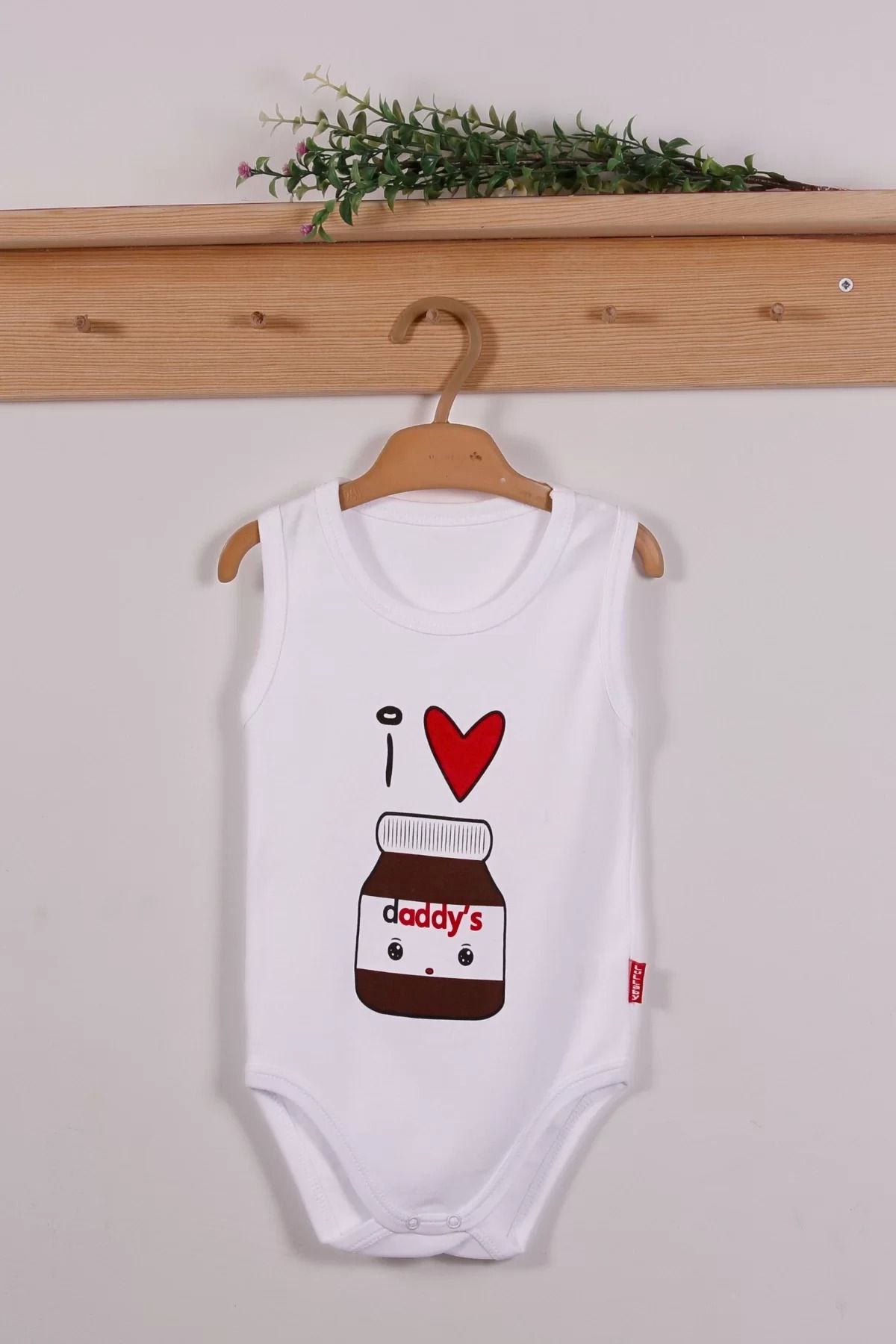 BOYOZBUTİK Daddy's Cikolata Desenli Askılı Unisex Body