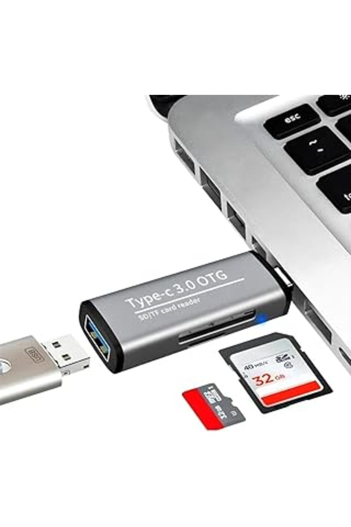 ebadi Kyrotech Macbook, Type-C Portlu Telefon, Tablet, Bilgisayar, Uyumlu Type-C To Usb 3.0 Sd Micro Sd K