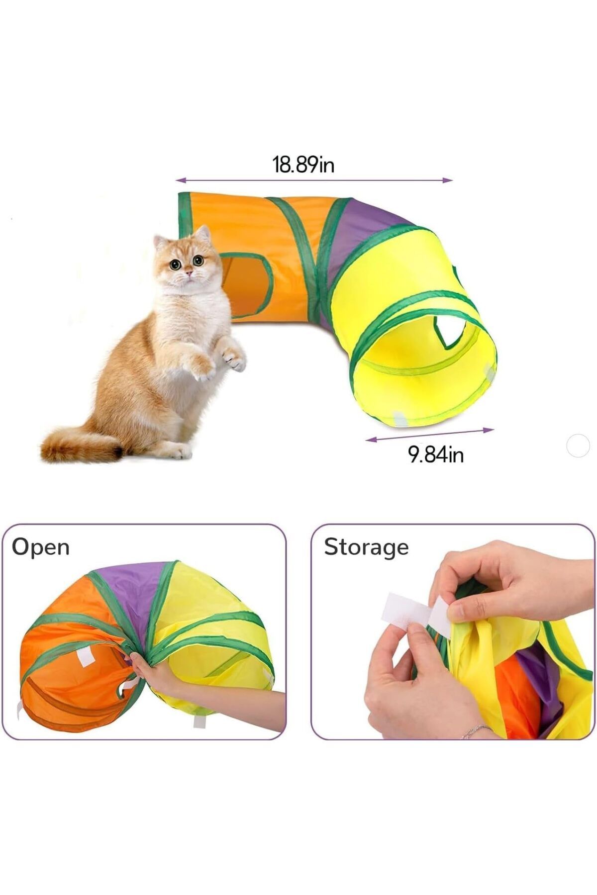 Busstier-Rainbow Color Folding Cat Dog Play Tunnel, Fun and Durable 6