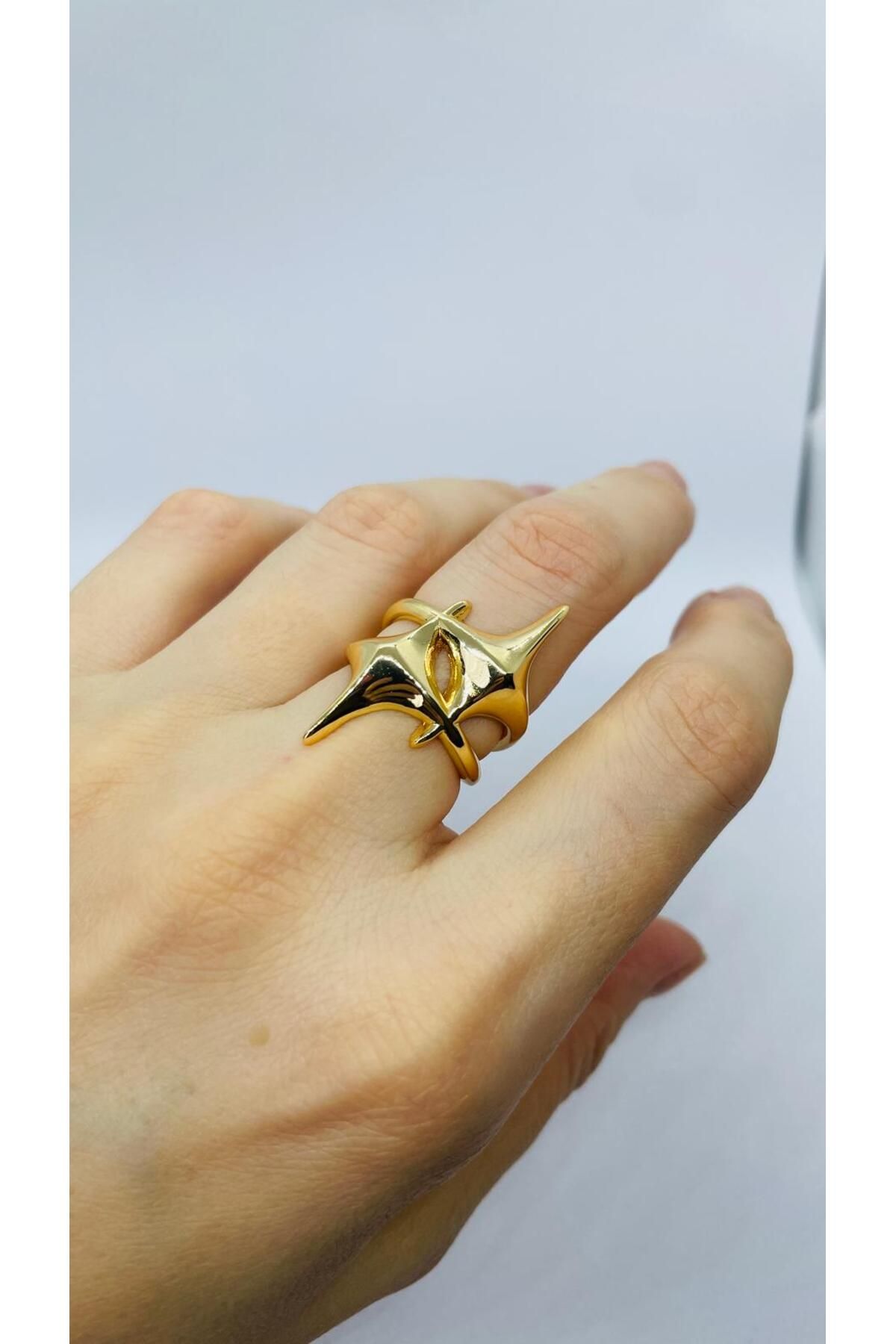 NİNS JEWELRY Gold Renk Yıldız Yüzük