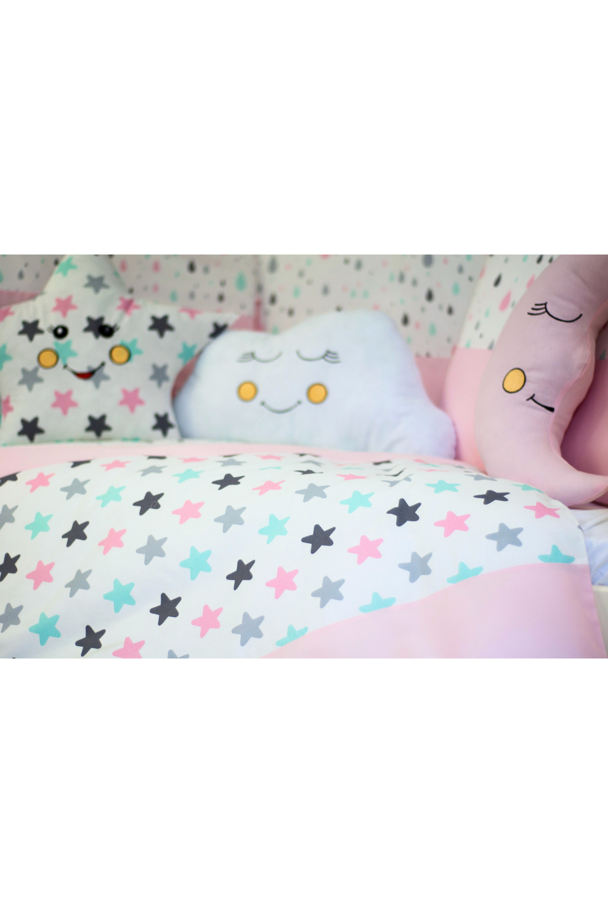 Kista Baby Bebek Uyku Seti Nevresim Takımı 60x120 Damla Pembe fotoğrafı 5 (önizleme)