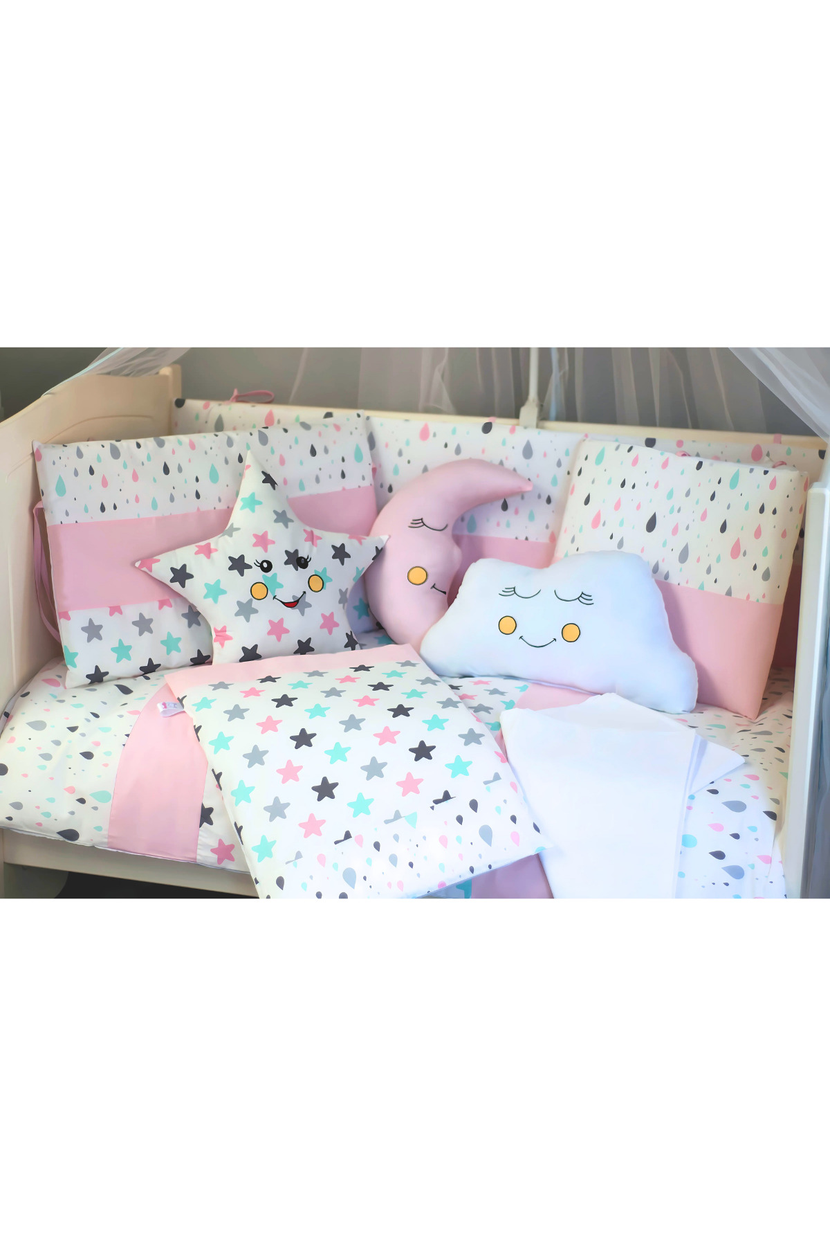 Kista Baby Bebek Uyku Seti Nevresim Takımı 60x120 Damla Pembe fotoğrafı 4 (önizleme)