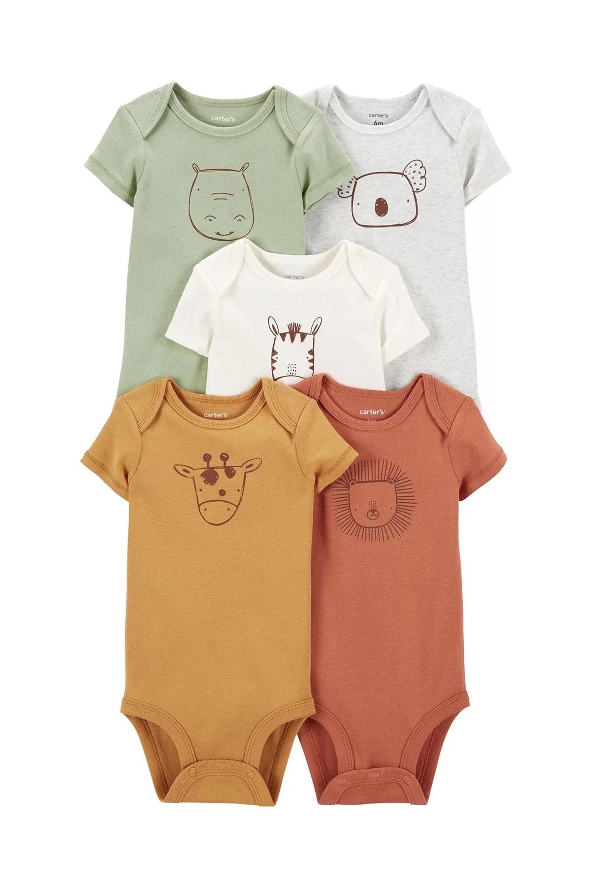 BOYOZBUTİK Layette Bebek 5'li Kısa Kol Body  Karışık Renkli