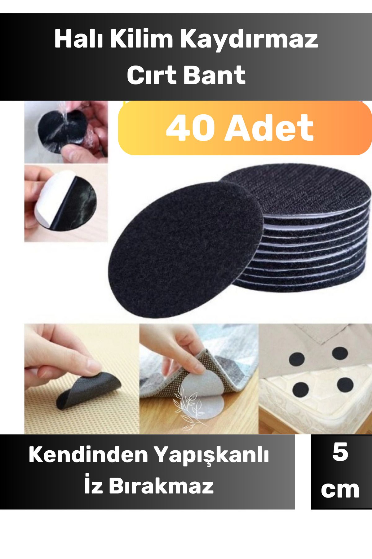 chesstra Premium Halı Kilim Sabitleyici Koltuk Kaydırmaz Kendinden Yapışkanlı Yıkanabilir 40 Adet Cırt Bant