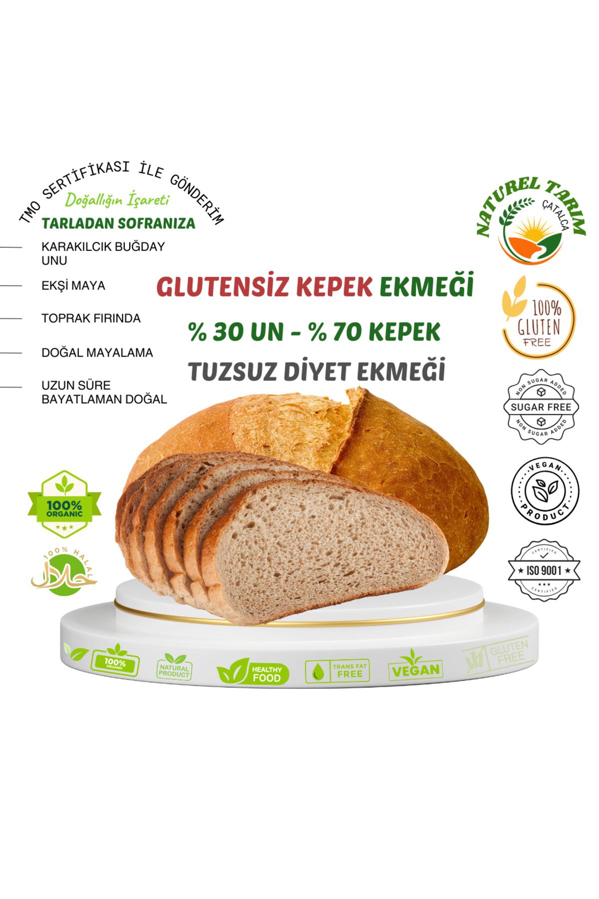 NATUREL GLÜTENSİZ KEPEK EKMEĞİ