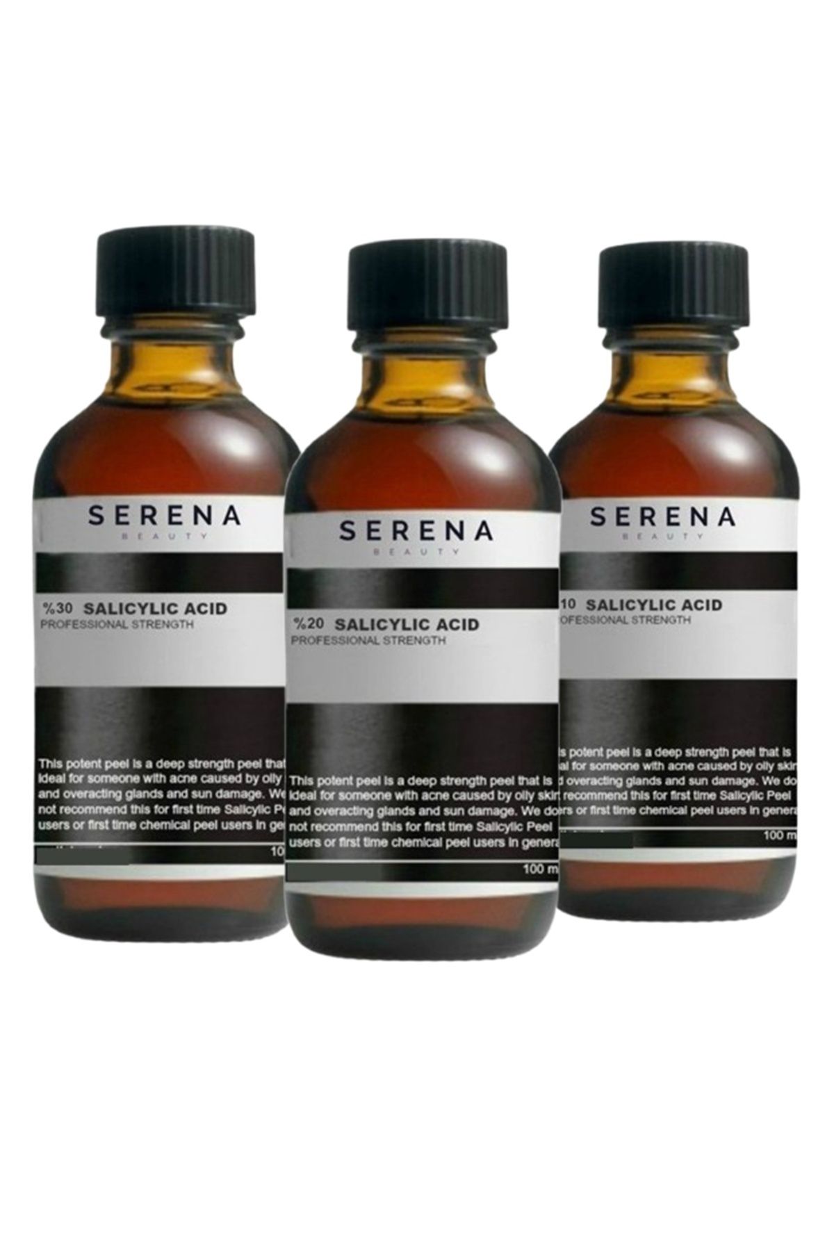 serena beauty Profesyonel Boy Salisilik Asit Set Herbiri 100 ml x 3 Adet %10+%20+%30