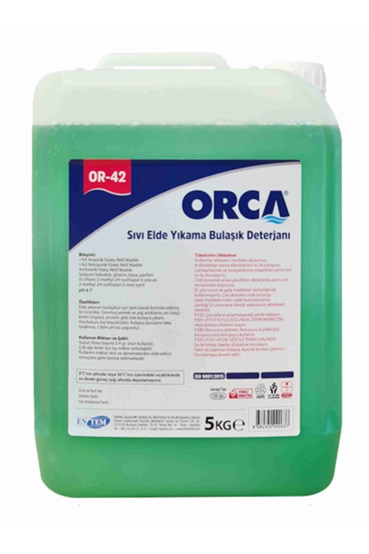 Orca Sıvı Elde Bulaşık Deterjanı 5 Litre 4 Adet