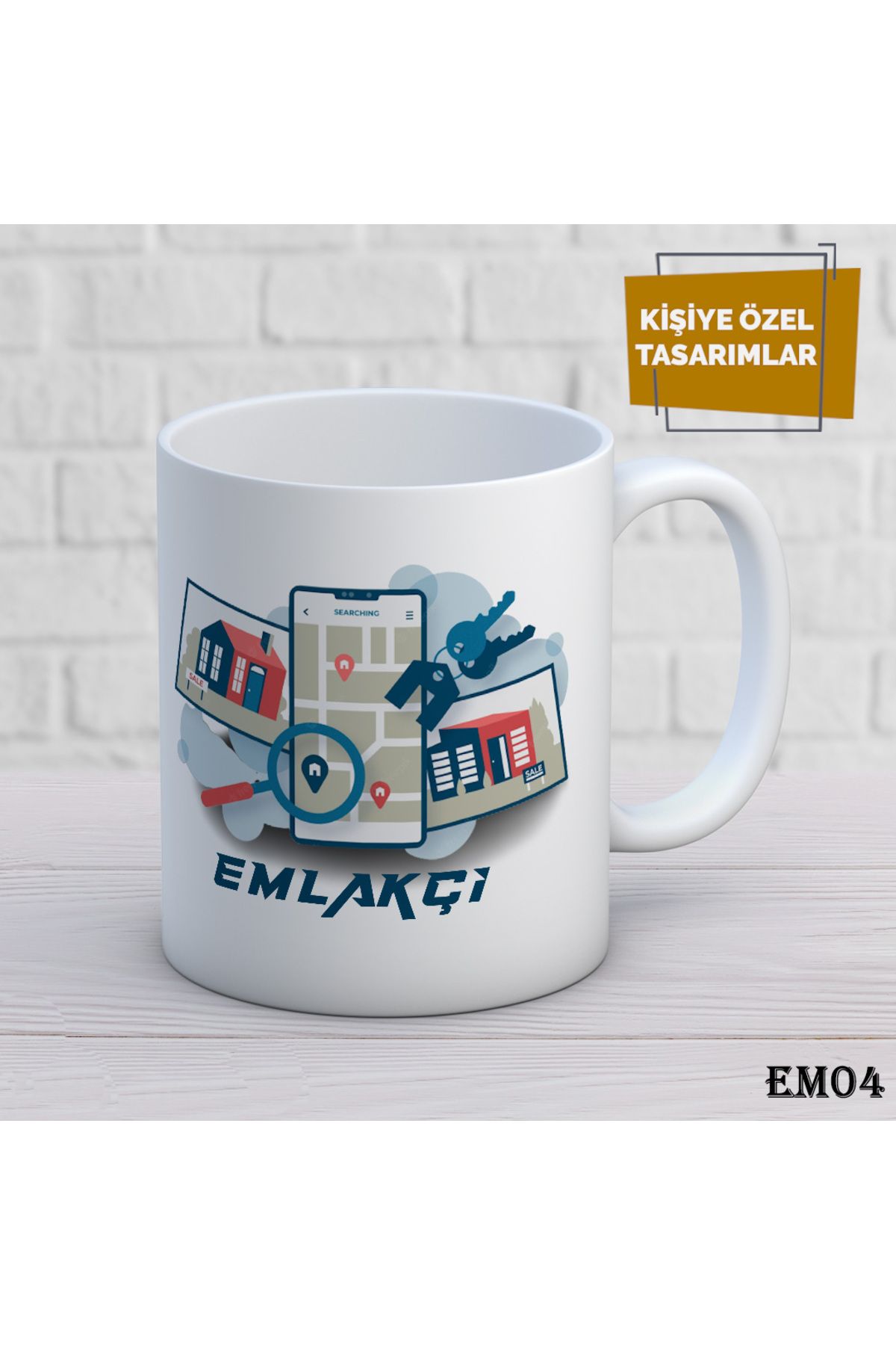 BİN1ÇEŞİT Meslek Özel Kupa Bardak Emlakçı-EM04