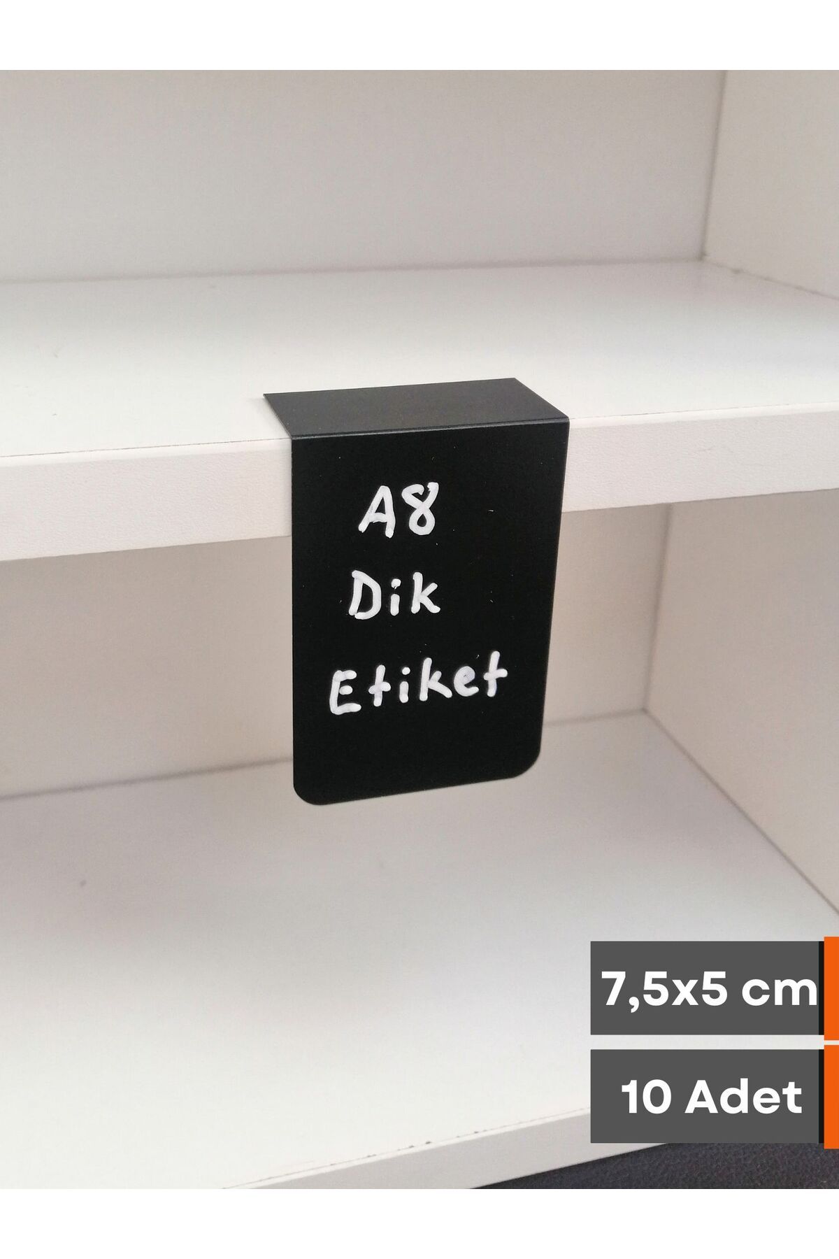 Şeffaf Etiket 10 Ad PVC Karatahta Siyah Ürün Etiket A8 5x7,5 cm Yapışkanlı Raf Fiyat Etiketi Dik Yapışan isimlik