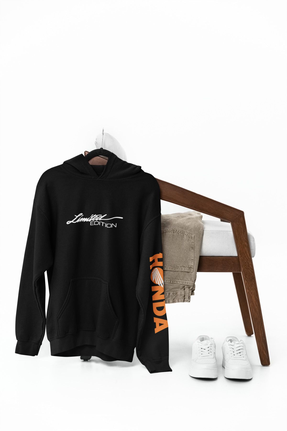 SVART WEAR Honda Limİted Edıtıon Tasarım Baskılı Premium Hoodie Kapuşonlu Oversize Siyah Sweatshirt