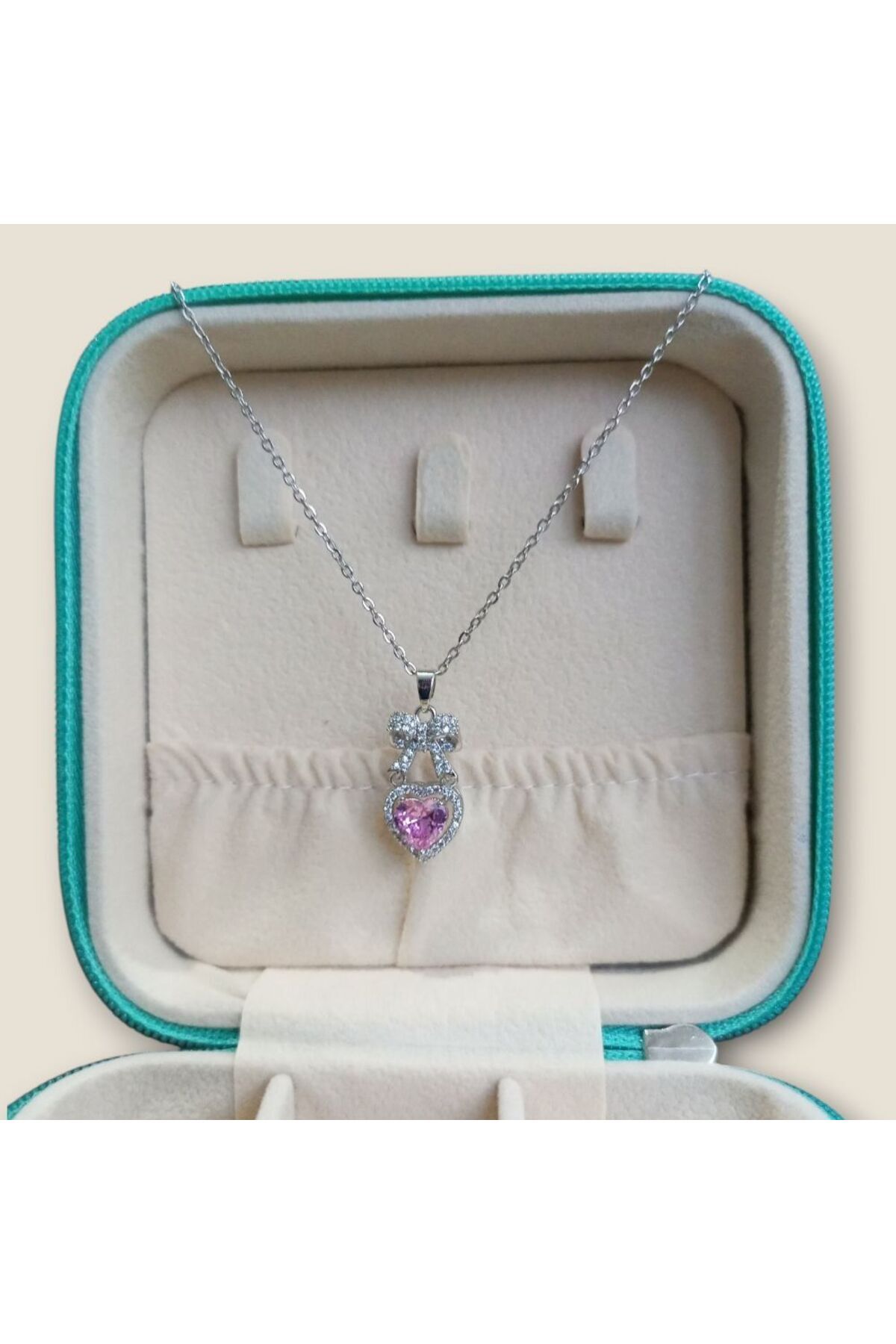 Violetta Jewelry Zirkon Taşlı Kalp Çelik Kolye