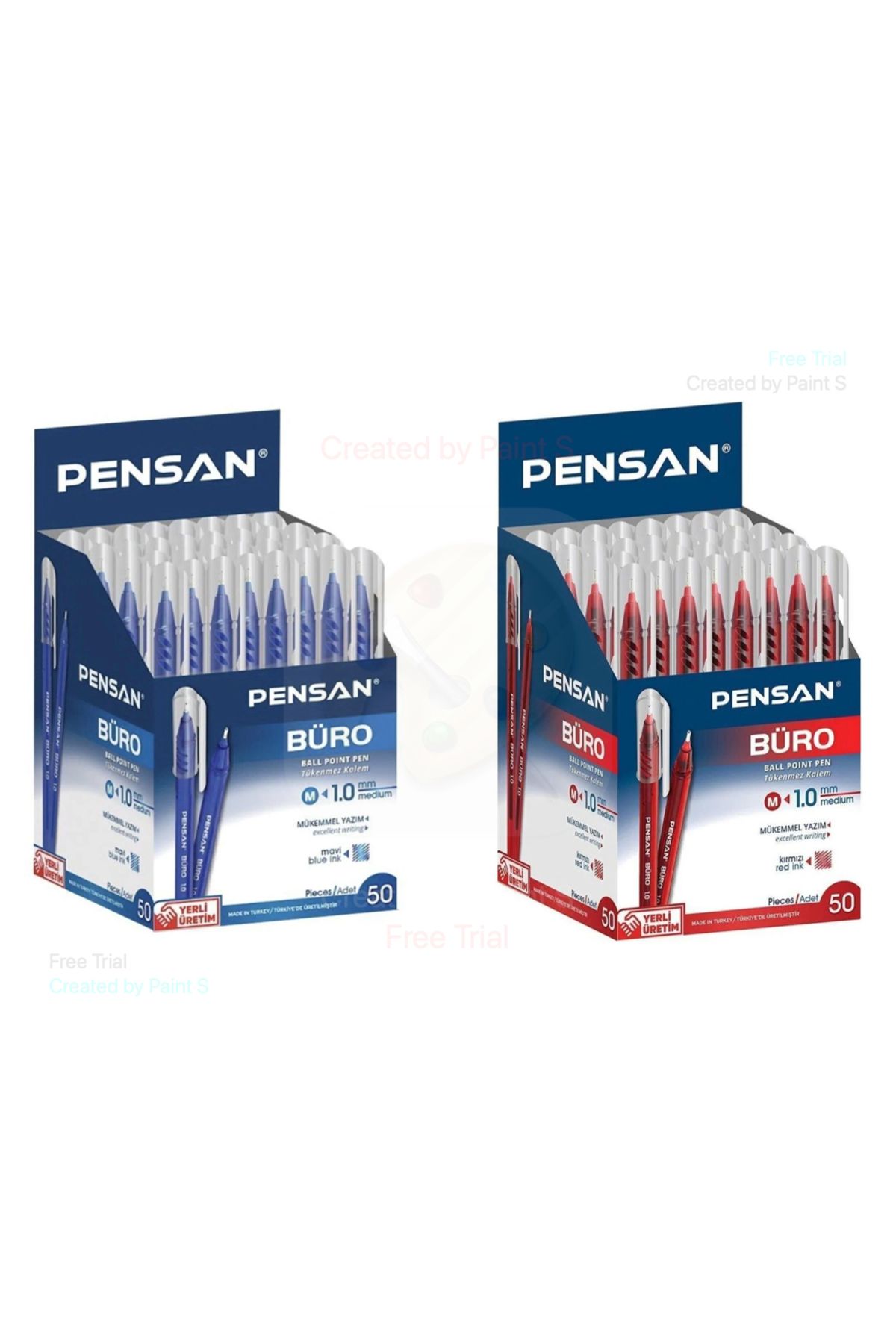 Pensan 2270 Tükenmez Kalem Büro 1 Mm MAVİ KIRMIZI 50 Li TOPLAM 100 ADET 2X50 SET