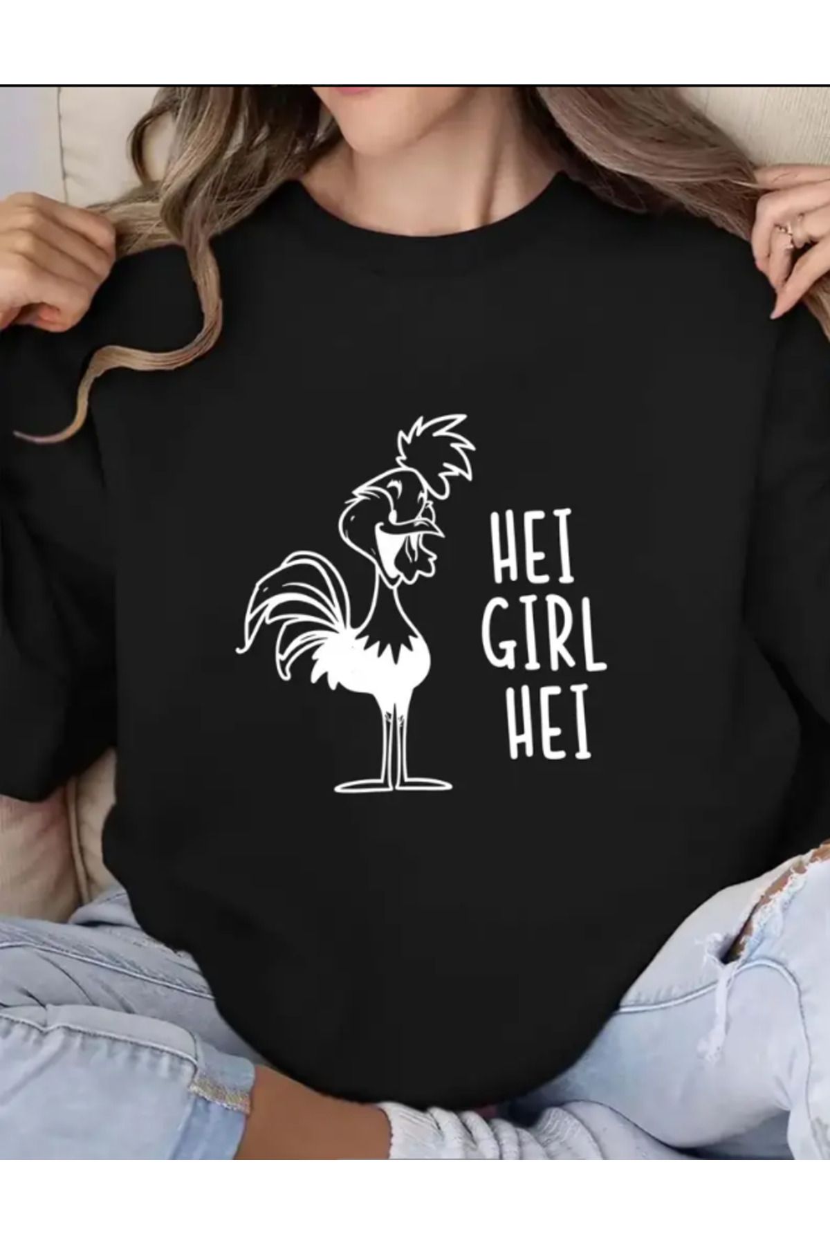 Marco Fresco Unisex Hei Girl Hei Baskılı Sweatshirt