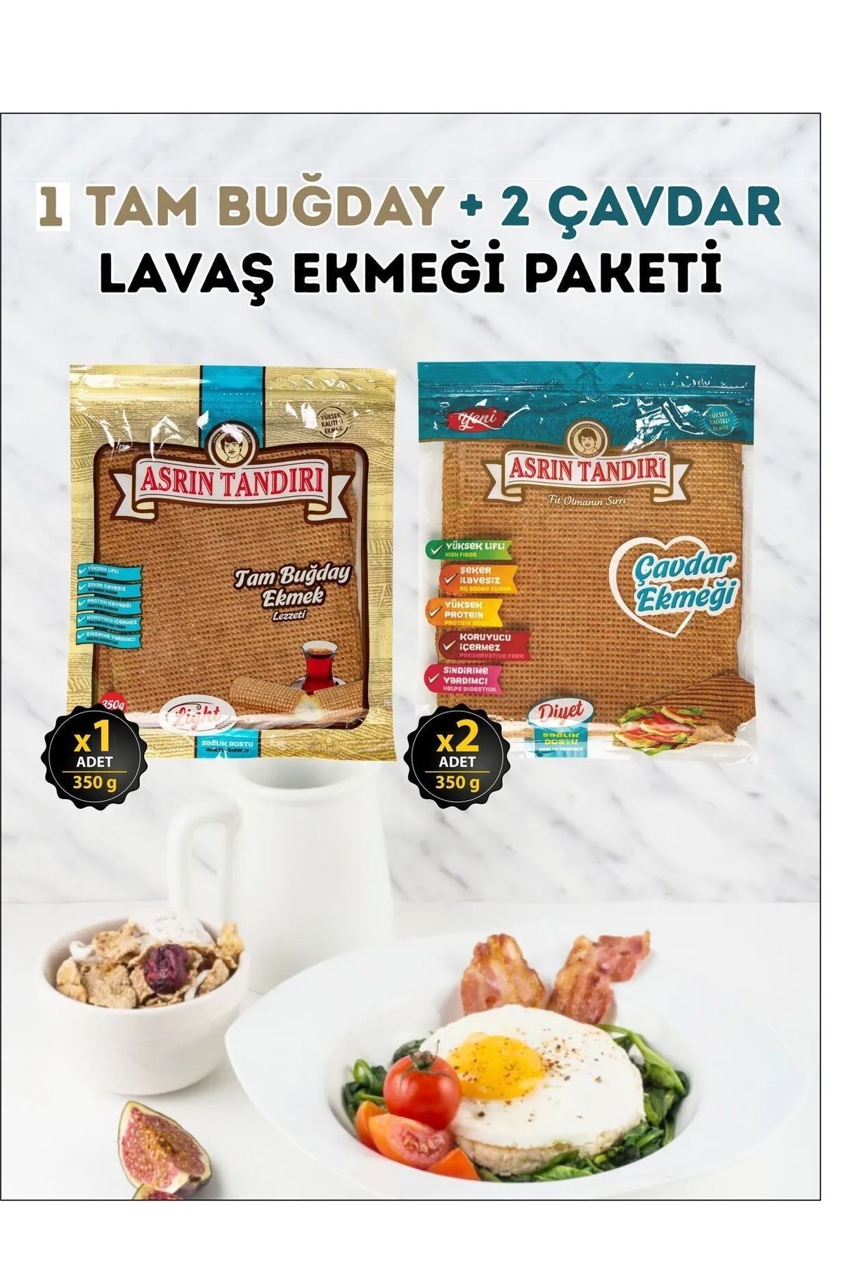 ASRIN TANDIRI 3’Lü Paket (1 Paket Ekşi Mayalı Tam Buğday + 2 Paket Ekşi Mayalı Çavdar Lavaş Ekmeği)