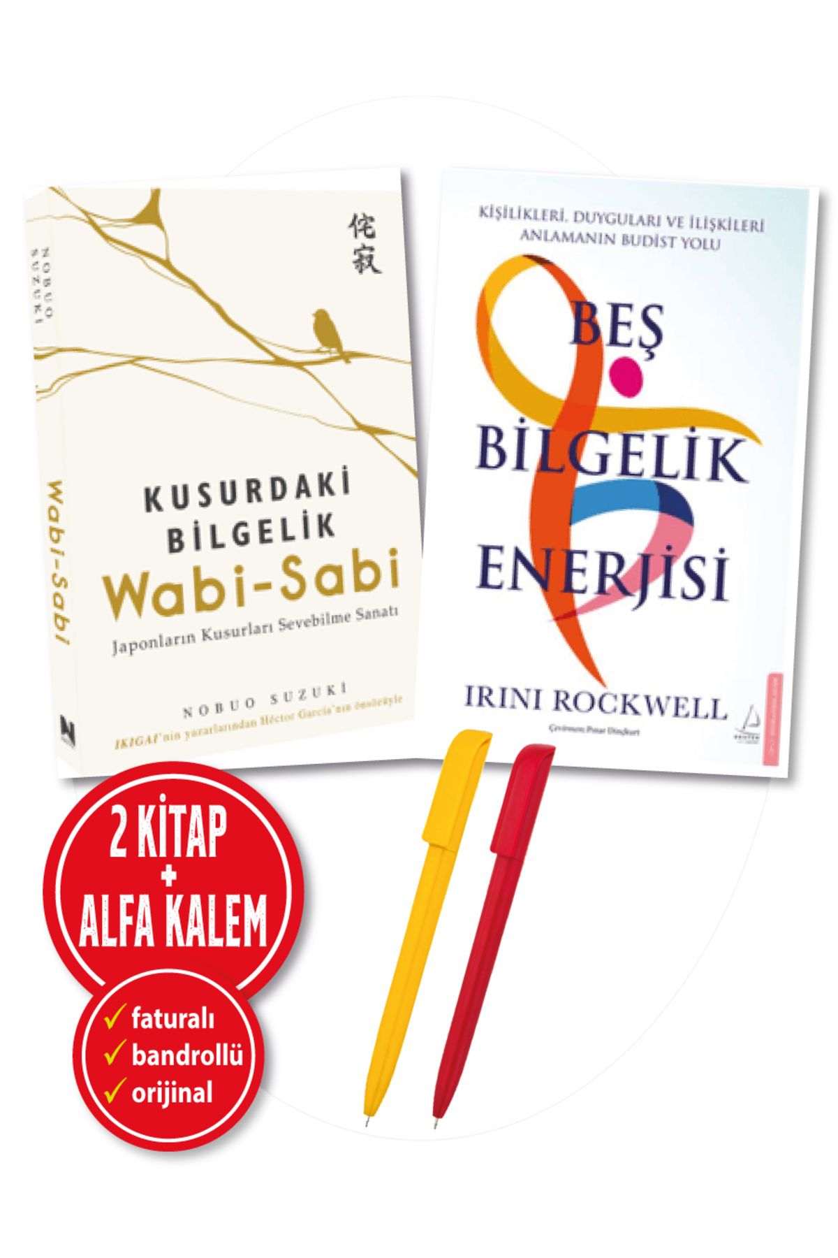 İndigo Kitap Alfa Kalem+Nobuo Suzuki-Irini Rockwell  2 Kitap (Wabi-Sabi/Kusurdaki Bilgelik+Beş Bilgelik Enerjisi)