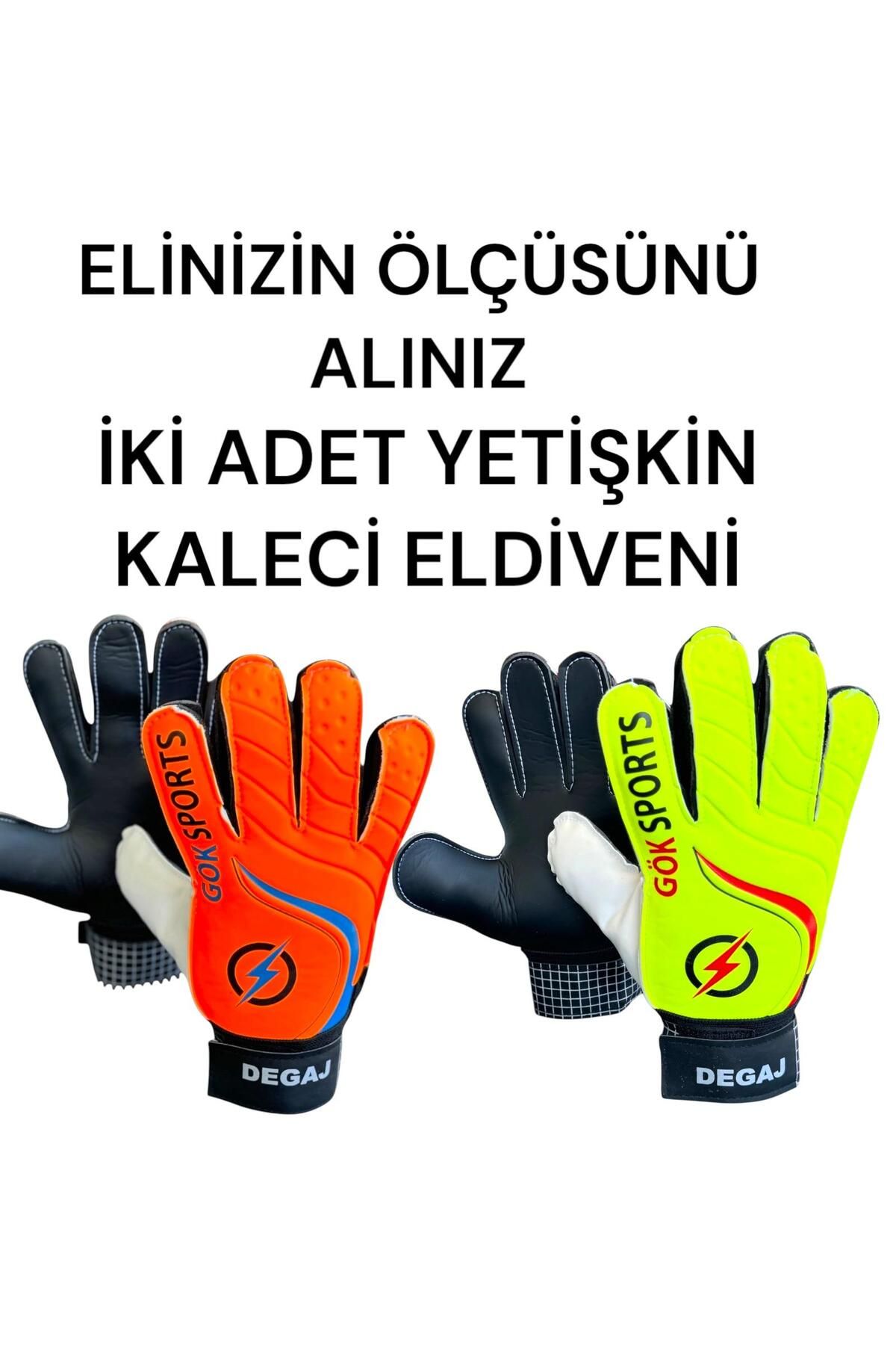 Gök Sports Degaj 2 Adet Yetişkin Big Kaleci Eldiveni Goalkeeper Gloves Bilek Bandajlı Kaleci Eldiveni