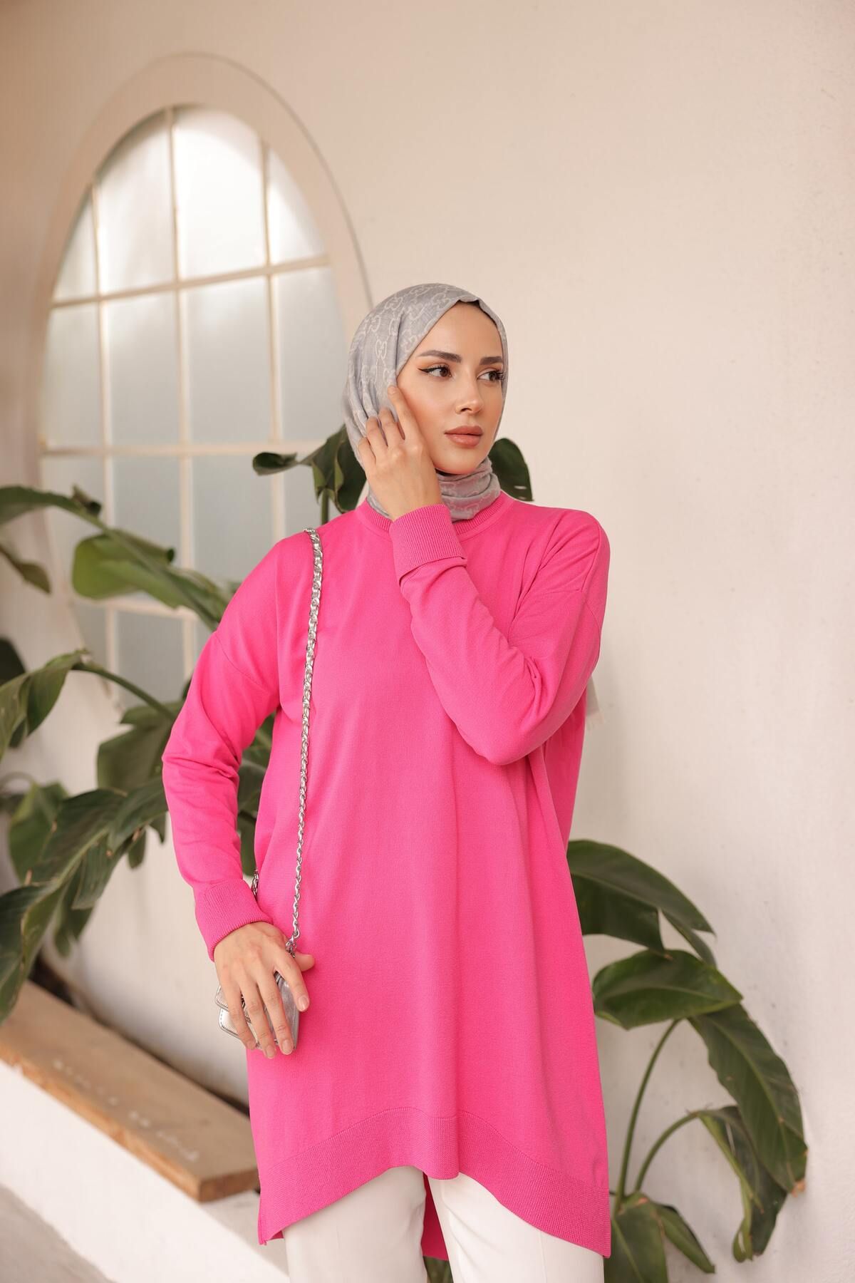 Nefise-Cold Key Orversize Crew Neck Tunic 3