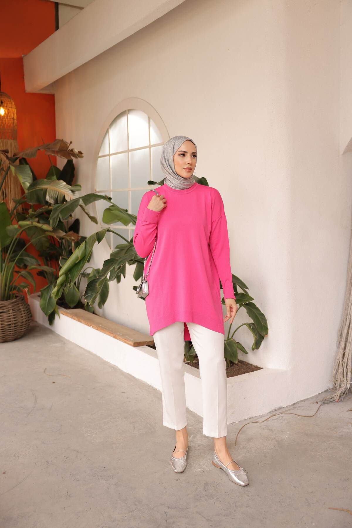 Nefise-Cold Key Orversize Crew Neck Tunic 5