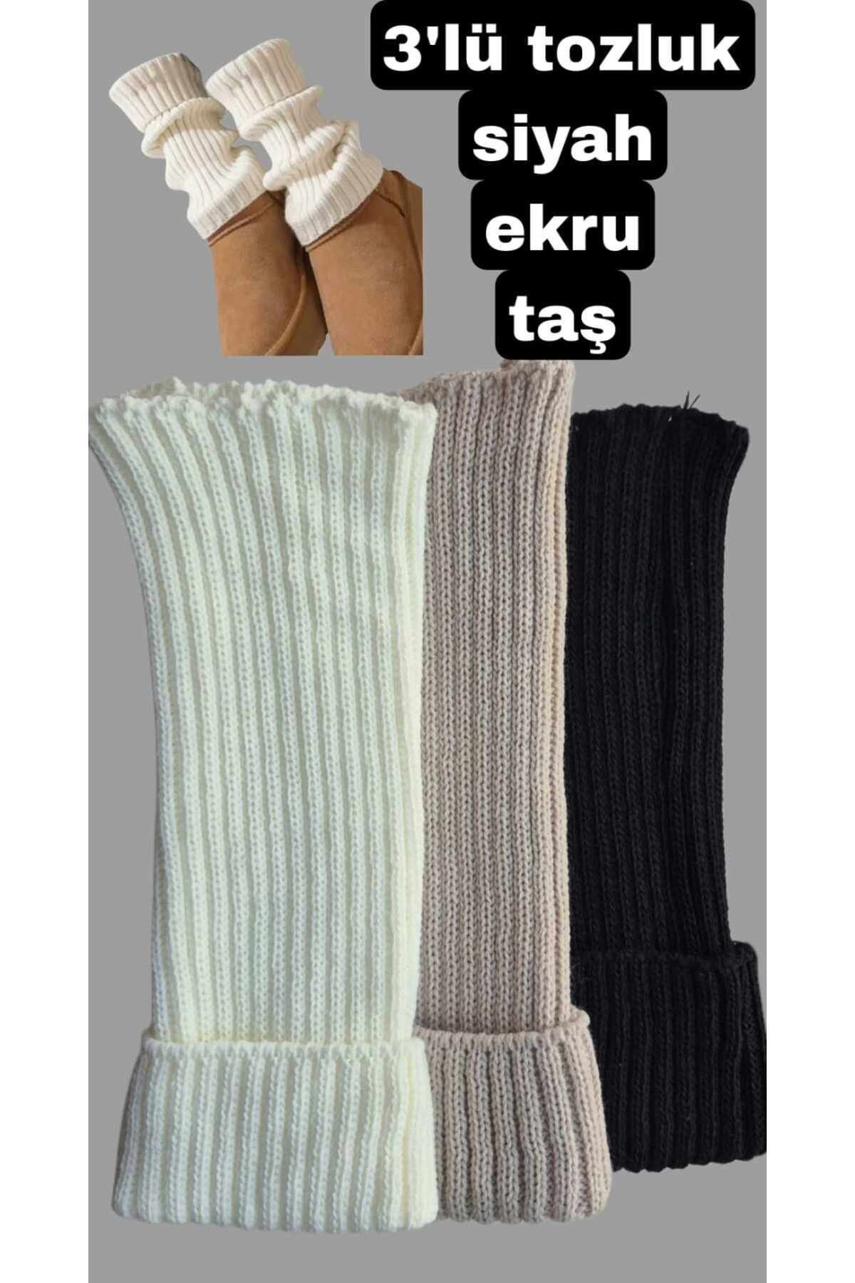 EMKA GİYİM %100 Akrilik Premium Triko Örgü Leg Warmer Ayak Isıtıcı Tozluk