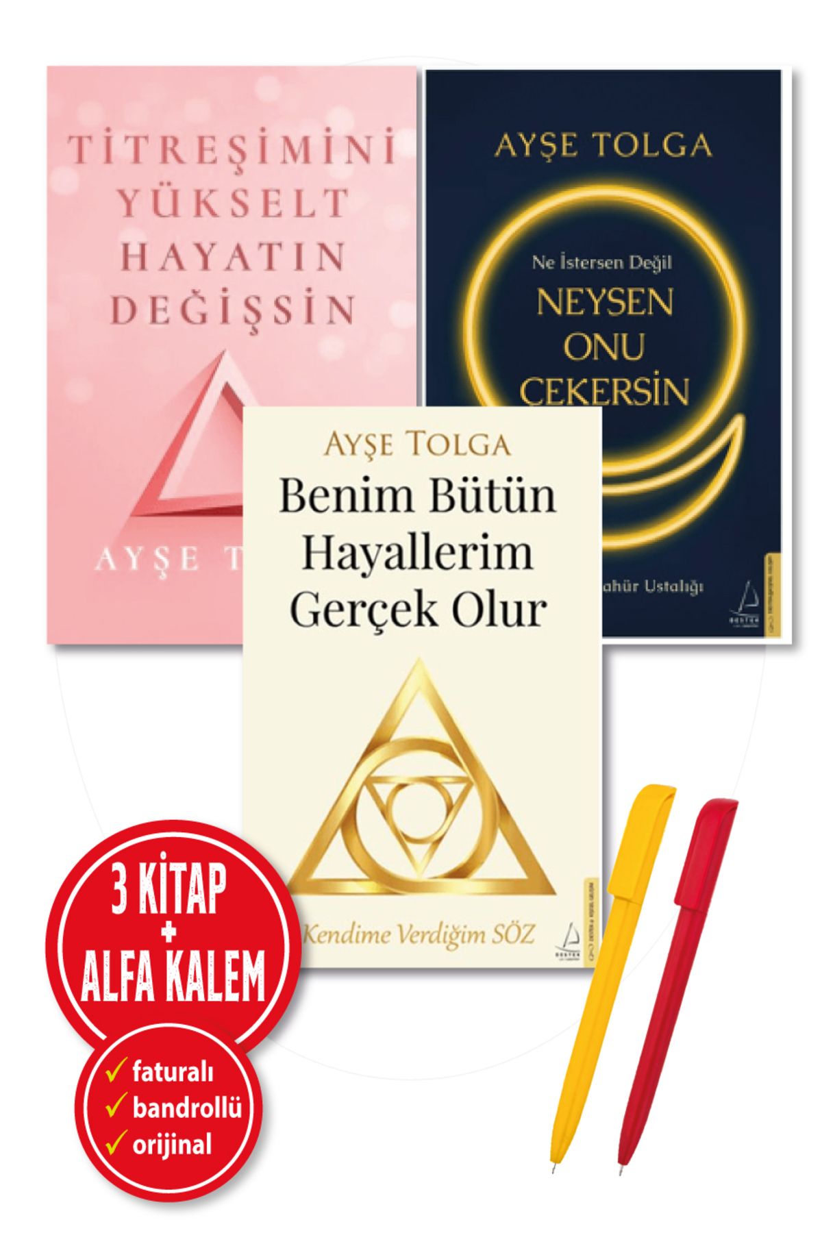 Destek Yayınları Alfa Kalem+Ayşe Tolga 3 Kitap(Titreşimini Yükselt+Ne İstersen+Benim Bütün Hayallerim Gerçek Olur)