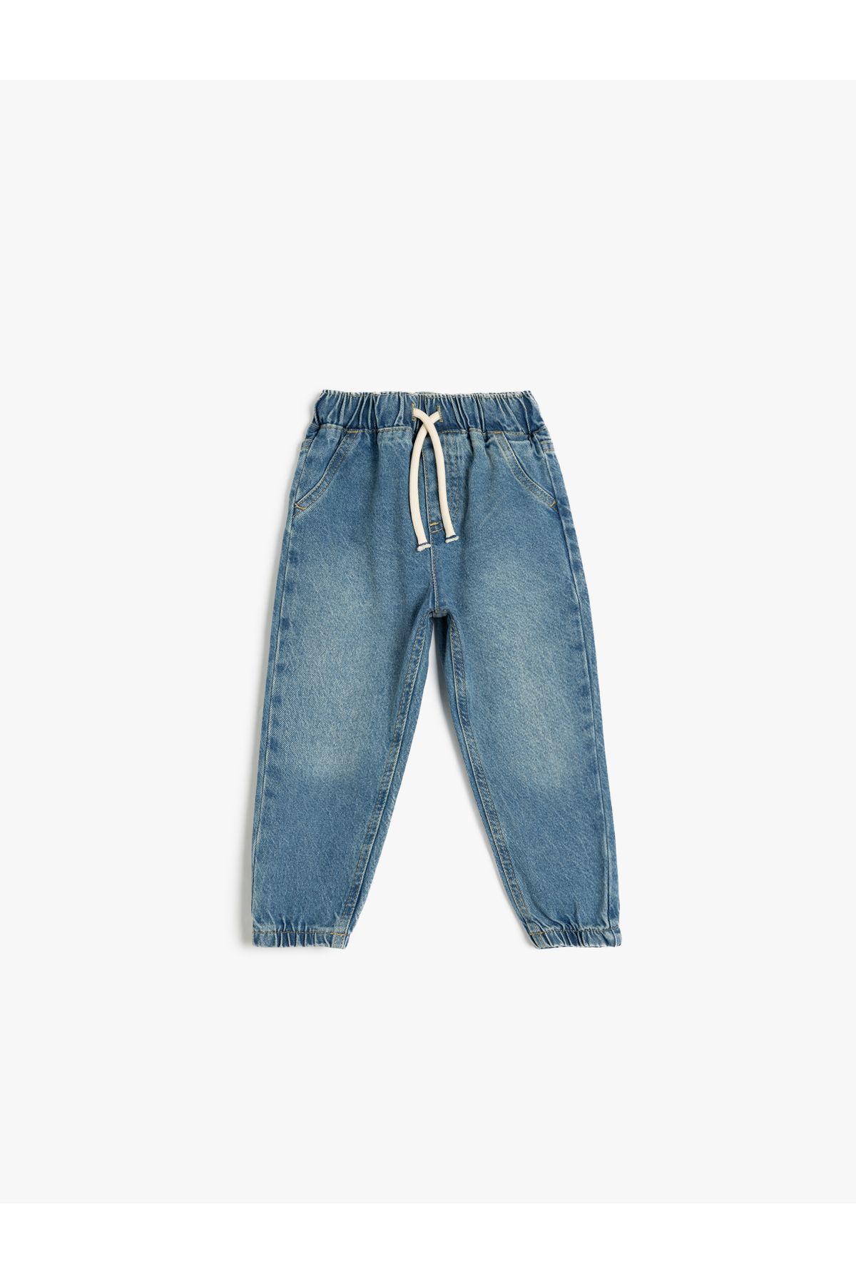 Koton Yeni Sezon Beli Bağcıklı Pamuklu Jogger Denim Pantolon