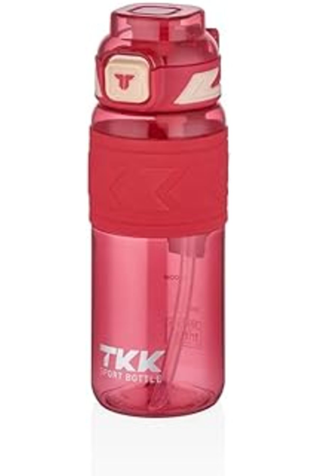 NcK 600ml Pipetli/Pipetsiz Kullanıma Uygun Ölçü Skalalı Tritan Spor Matara (Pembe)