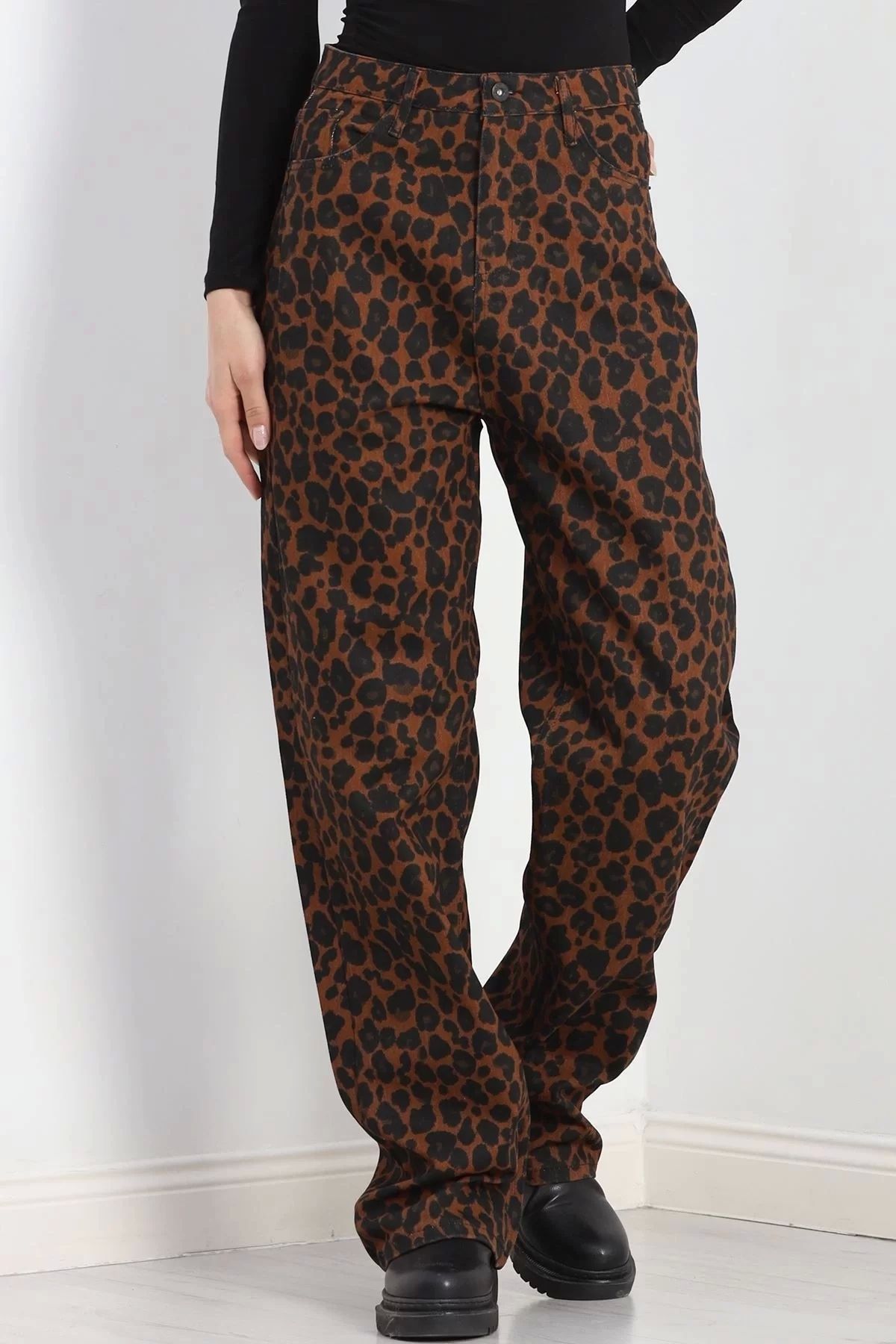 ufukmoda Desenli Palazzo Kot Pantolon Kahveleopar - 20751.1566.