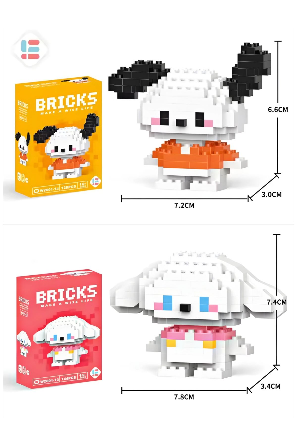 Dek Toy Store BRİCKS Pochacco ve Cinnamoroll 2'li Set 3D Yapı Taşları Lego Hobi