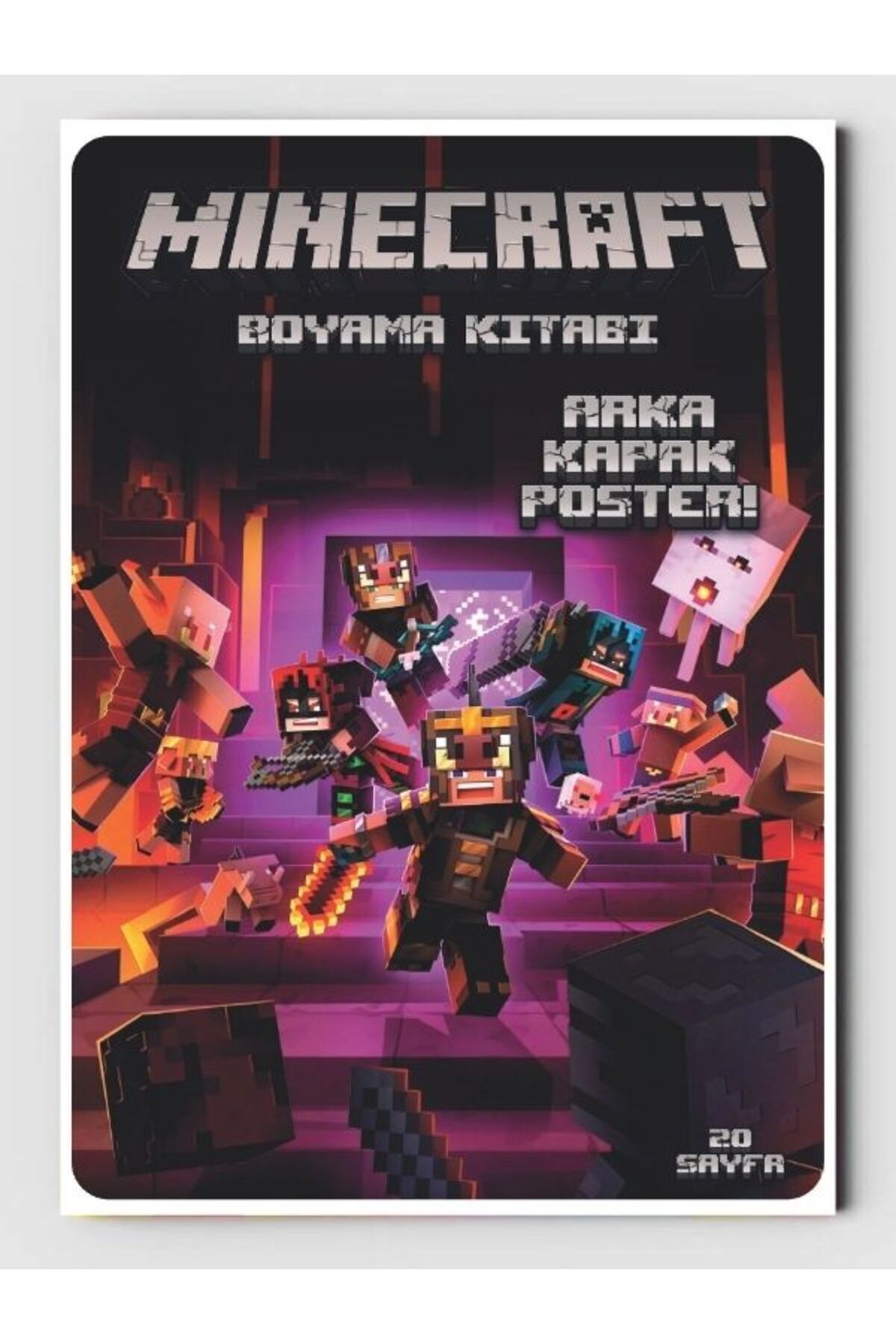 ZNC Minecraft Boyama Kitabı (20 Tam Sayfa Resimli Boyama Kitabı), (Poster Hediyeli)