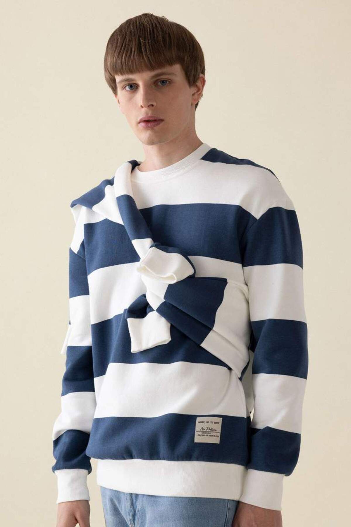 DeFacto-New Season Boxy Fit Crew Neck Striped Sweatshirt 1