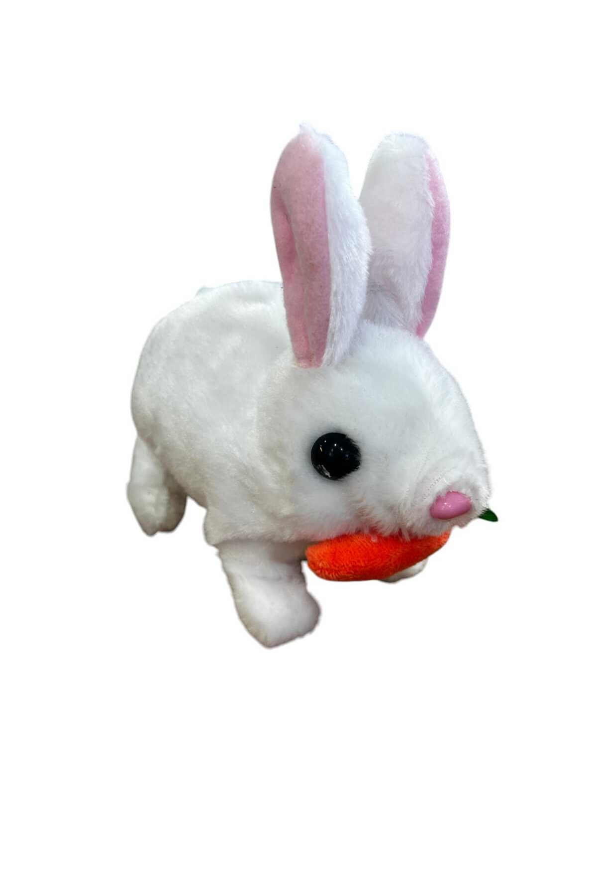 Selay Beyaz Elektronik Sesli Zıplayan Hareketli Havuçlu Peluş Tavşan 18x17 Cm kaliteli ürün fotoğrafı 2 (önizleme)