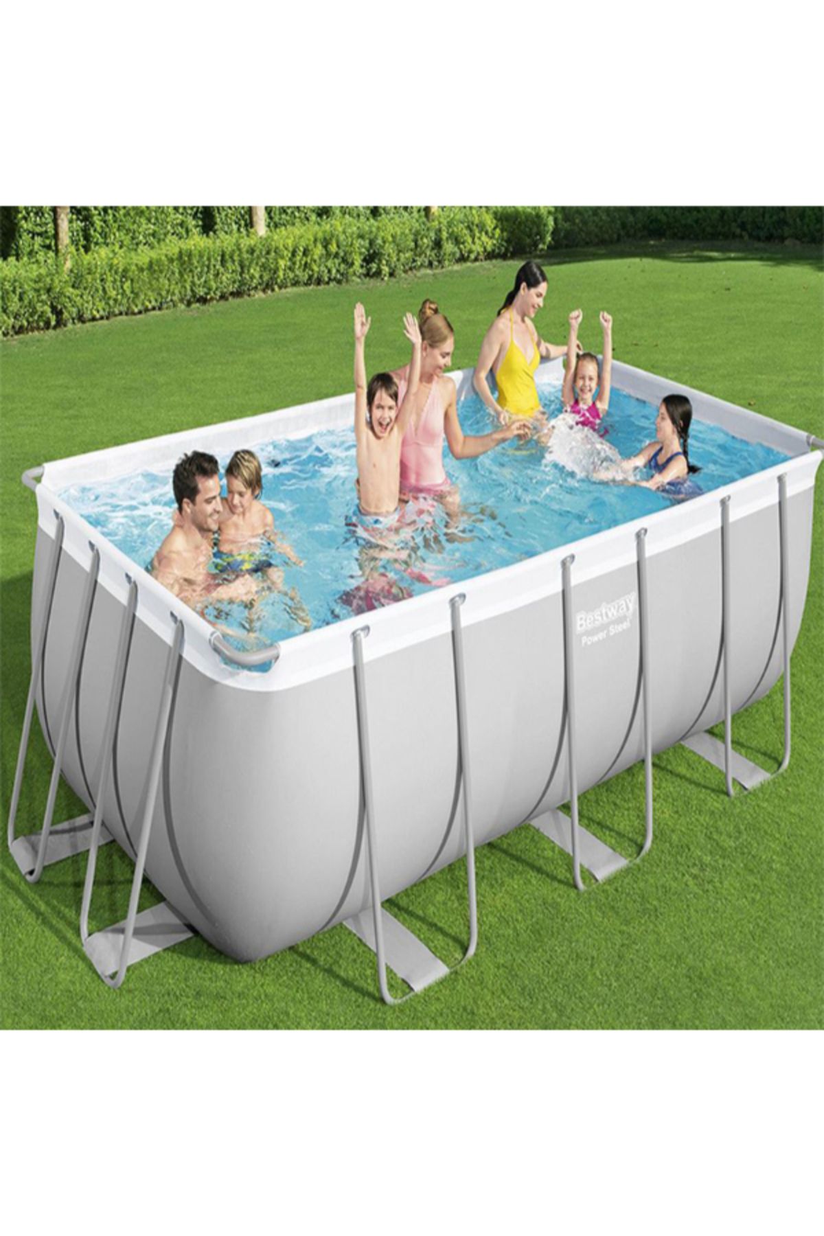 BESTWAY-Rectangular Pool + Filter Pump + Ladder Set 412X201X122Cm 26-56457 6