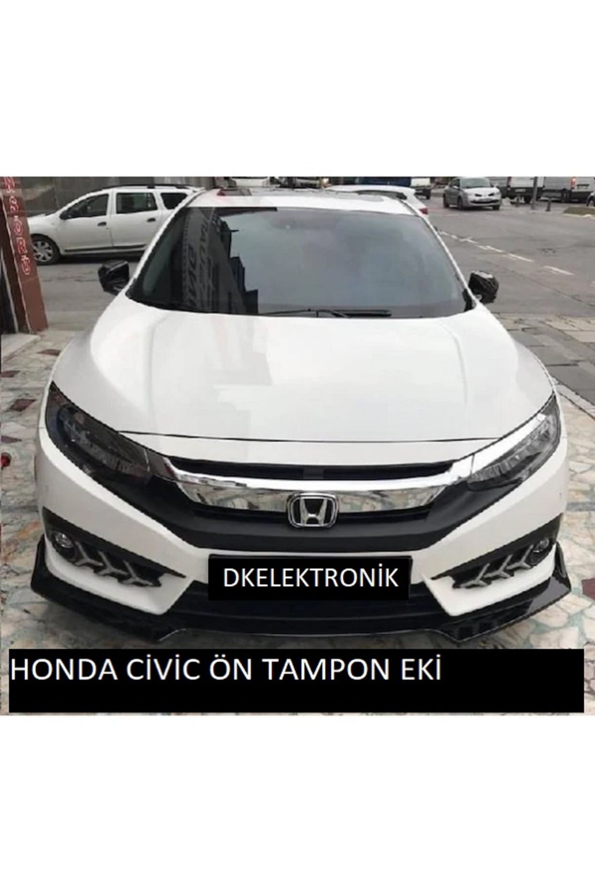 DKELEKTRONİK Body Kit Ön Lip 3 Parça Honda Civic Fc5 Kasa Uyumlu Parlak Siyah