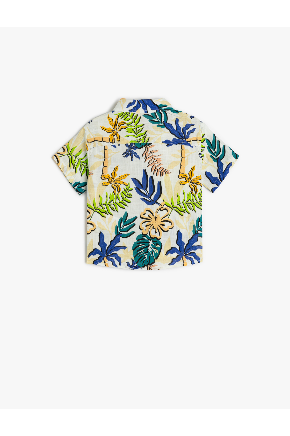 Koton Palmiye Desenli Tek Cepli Pamuklu Kısa Kollu Gömlek fotoğrafı 2 (önizleme)