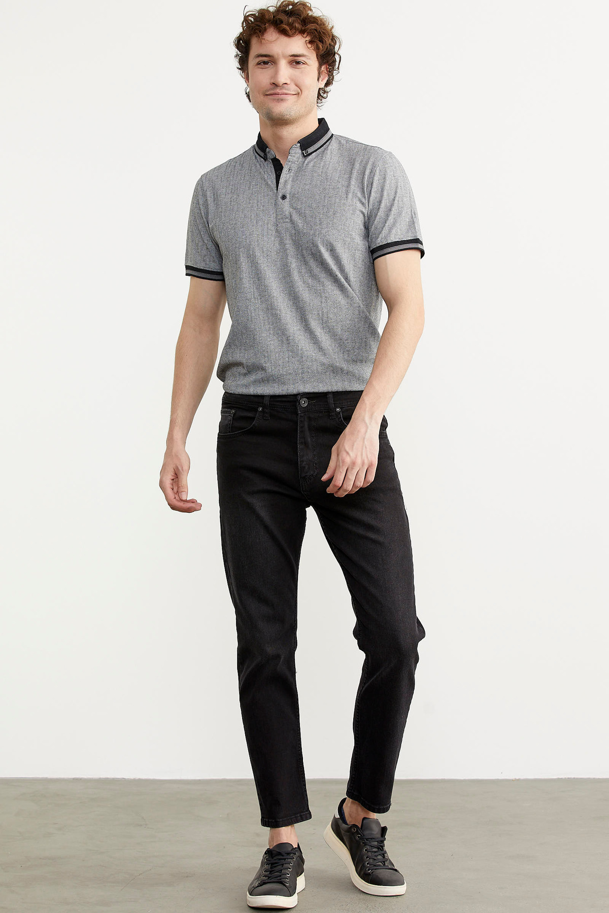 Sam Pantaloni Negri Skinny Cu Talie Normală Masculin - 34