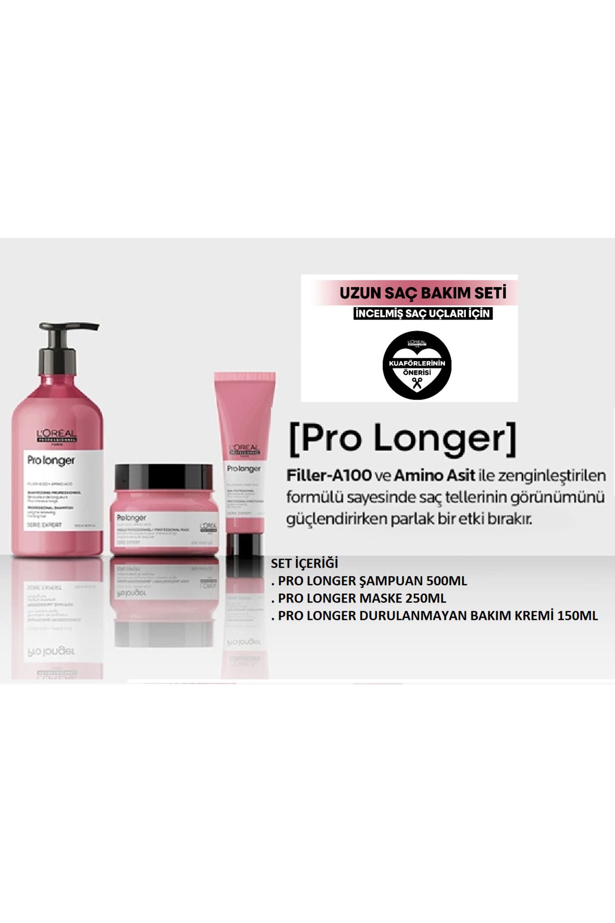 L'oreal Professionnel Serie Expert Pro Longer Şampuan 500ml Maske 250ml Durulanmayan Krem 150ml Bakım Seti