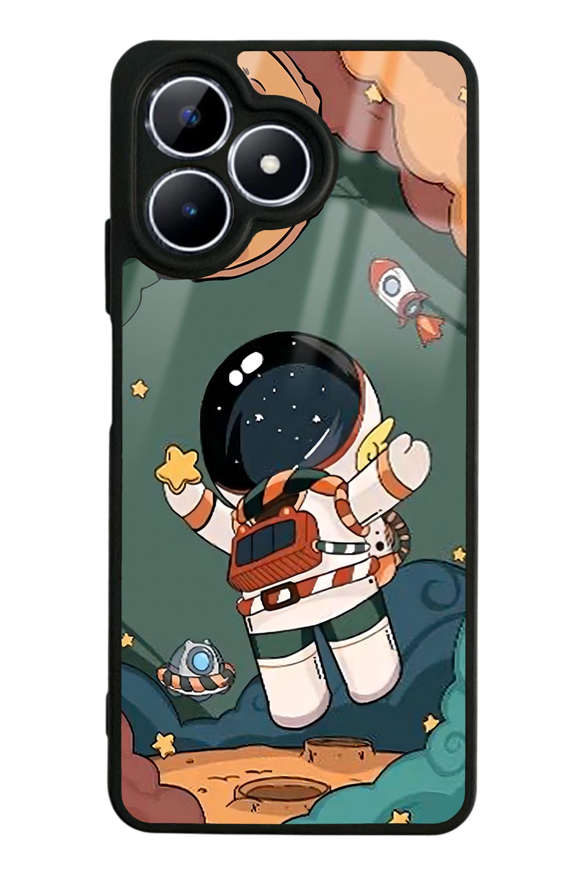 Spoyi Oppo Realme Note 50 Anime astronot Tasarımlı Glossy Telefon Kılıfı